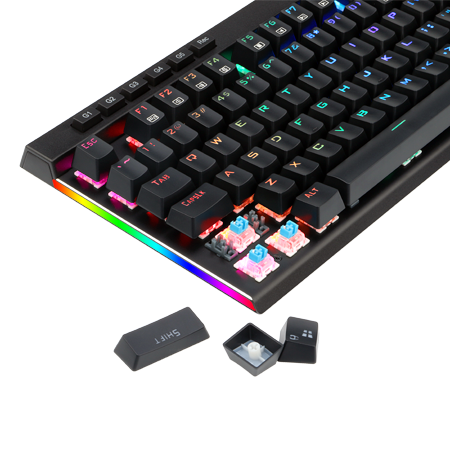 Redragon K580 VATA RGB LED Backlit Mechanical Gaming Keyboard 104 Keys Anti-ghosting with Macro Keys & Dedicated Media Controls, Onboard Macro Recording (Blue Switches)
