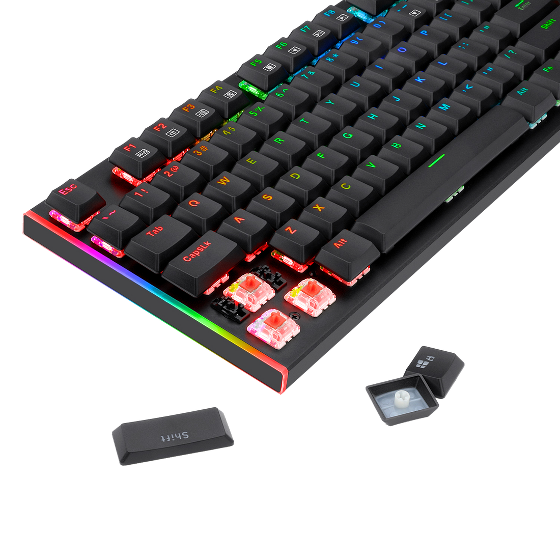 Redragon K591 Parvati RGB Backlit Low Profile Wired Mechanical Gaming Keyboard, Extra-Thin & Light, 104 Keys Anti-ghosting, Linear & Quiet Red Switch