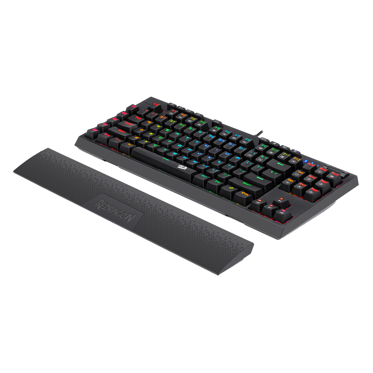 Redragon K596 VISHNU 3 Modes RGB Mechanical Gaming Keyboard, 87 Keys TKL Compact Keyboard with 2400 mAh Battery, 10 Onboard Macro Keys &  Wrist Rest, 10H Play Time, Red Switches