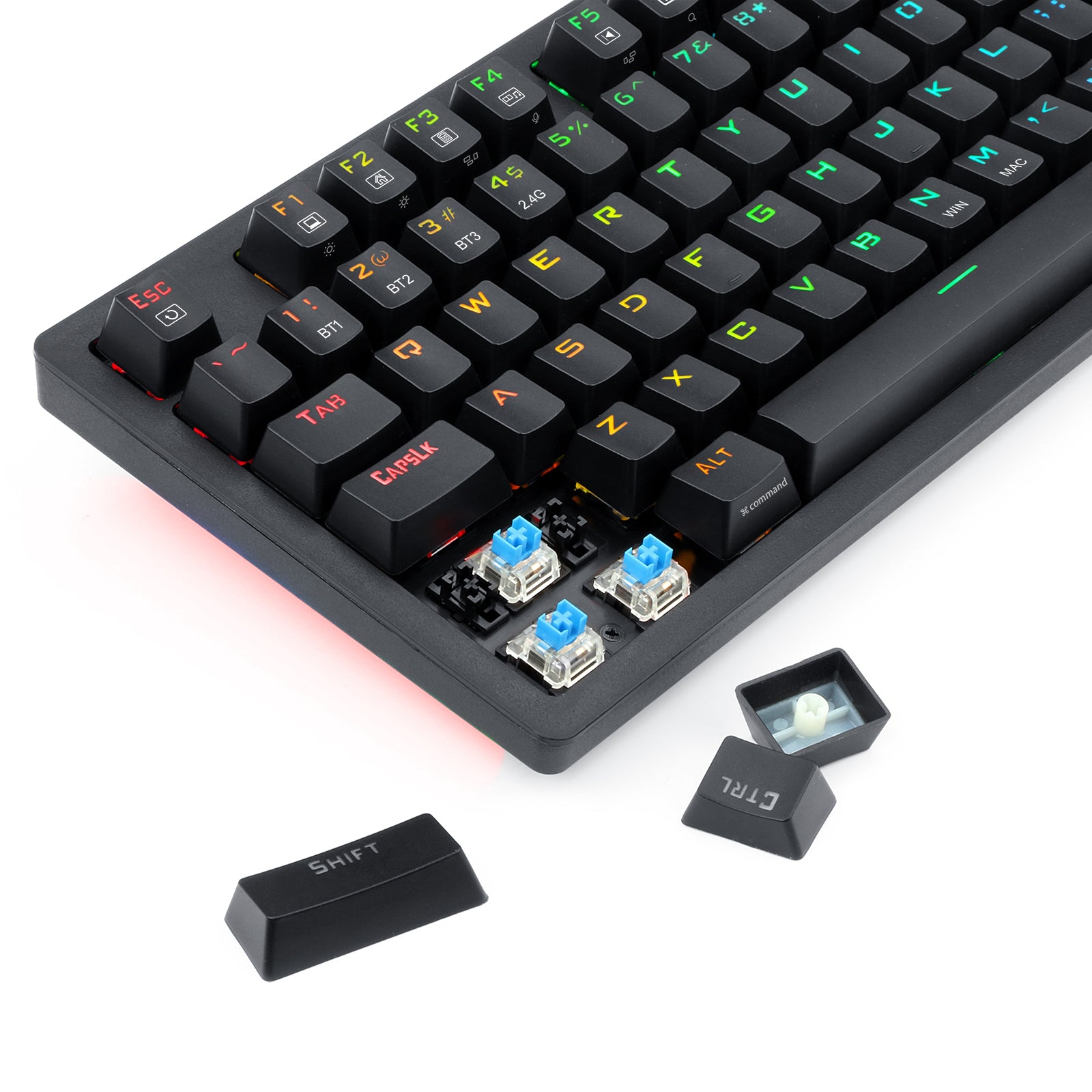 Redragon K598P-KBS-M RGB LED Backlit Mechanical Gaming Keyboard Support PC, laptop, smartphone and tablet device.