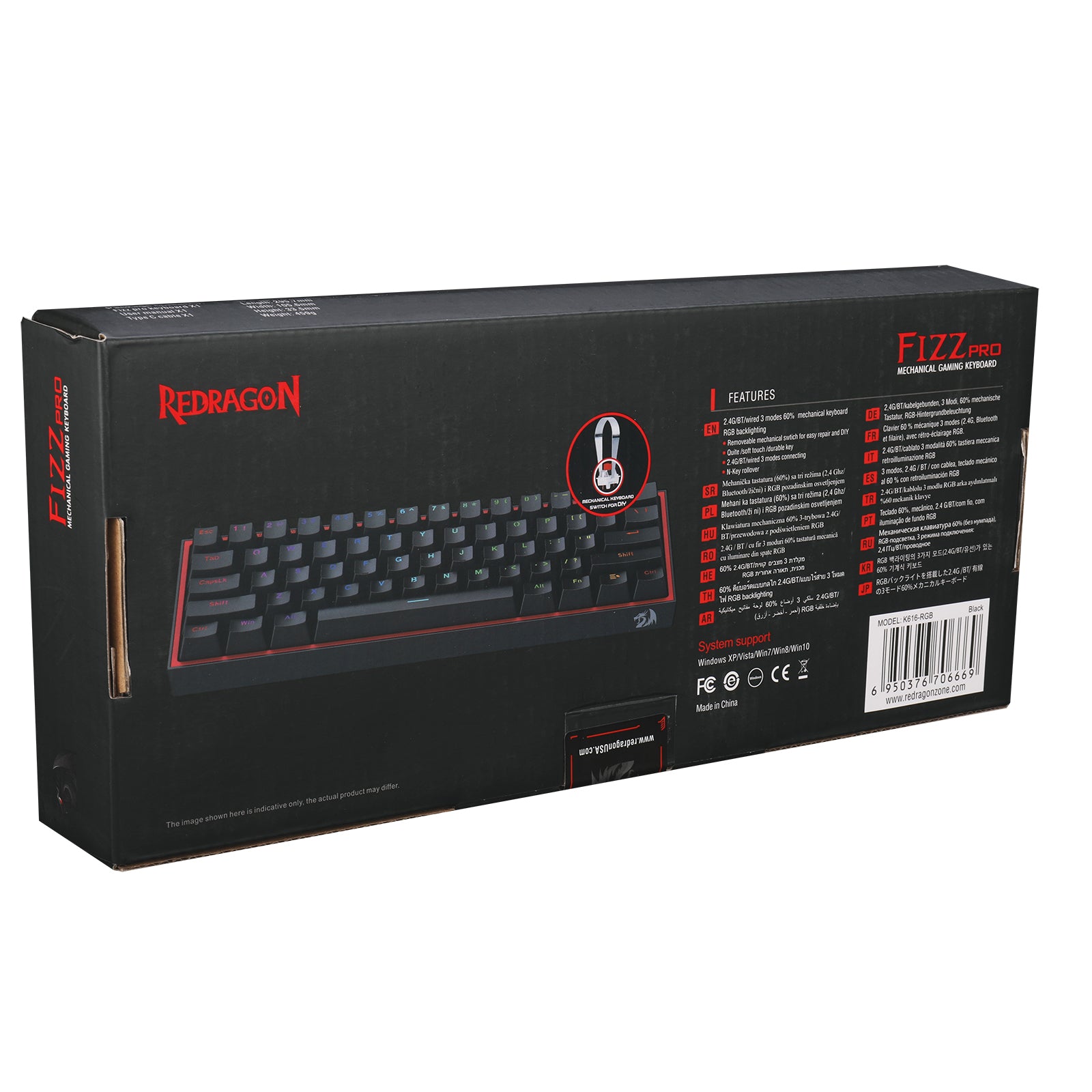 Keyboard mekanis Redragon K616RGB-B 61 tombol