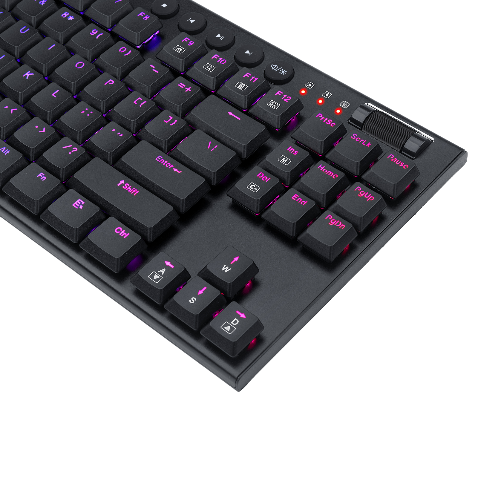 Redragon K622 Horus TKL RGB Mechanical Keyboard, Ultra-Thin Designed Wired Gaming Keyboard w/Low Profile Keycaps, Dedicated Media Control & Linear Red Switch, Pro Software Supported