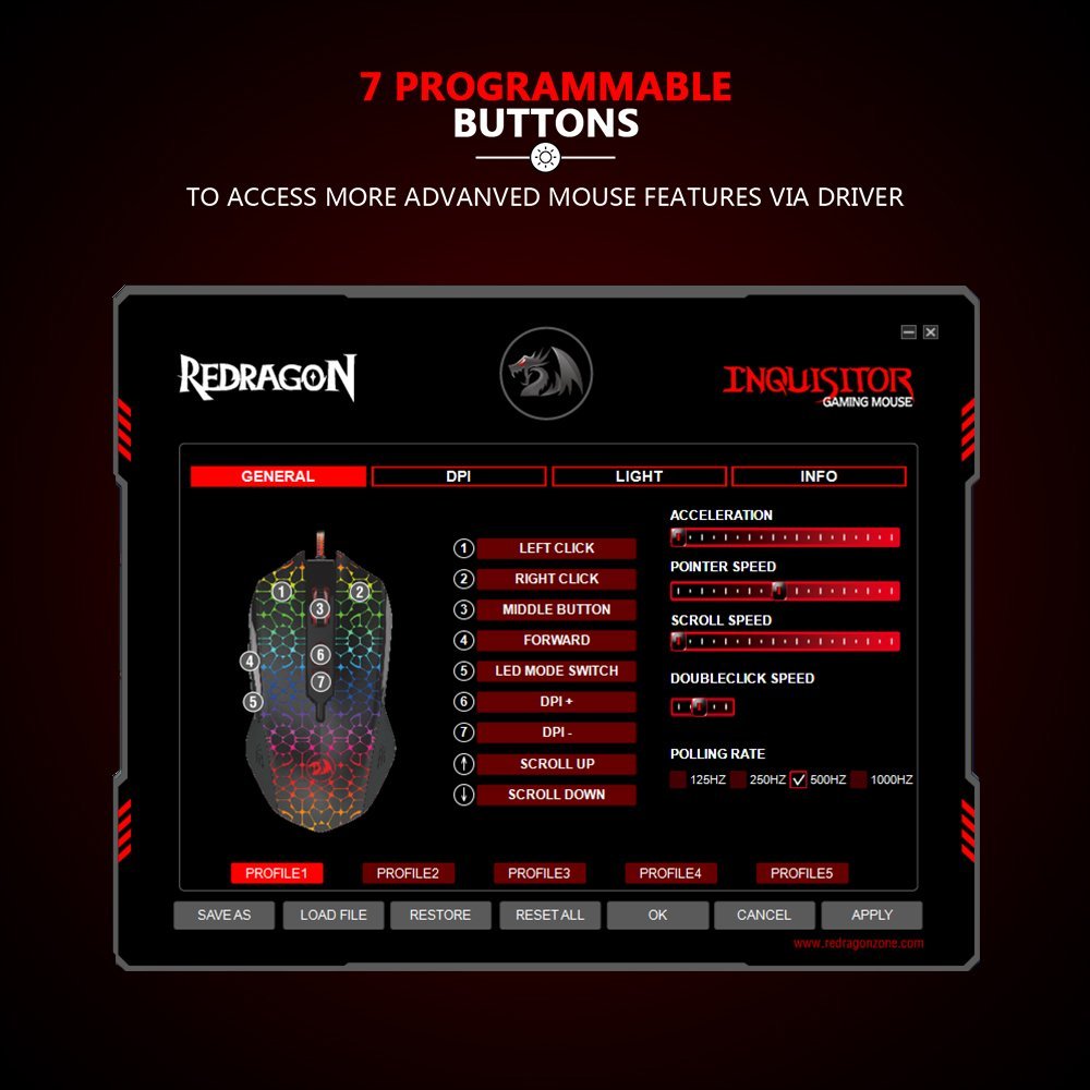 Redragon M716 INQUISITOR RGB Gaming Mouse