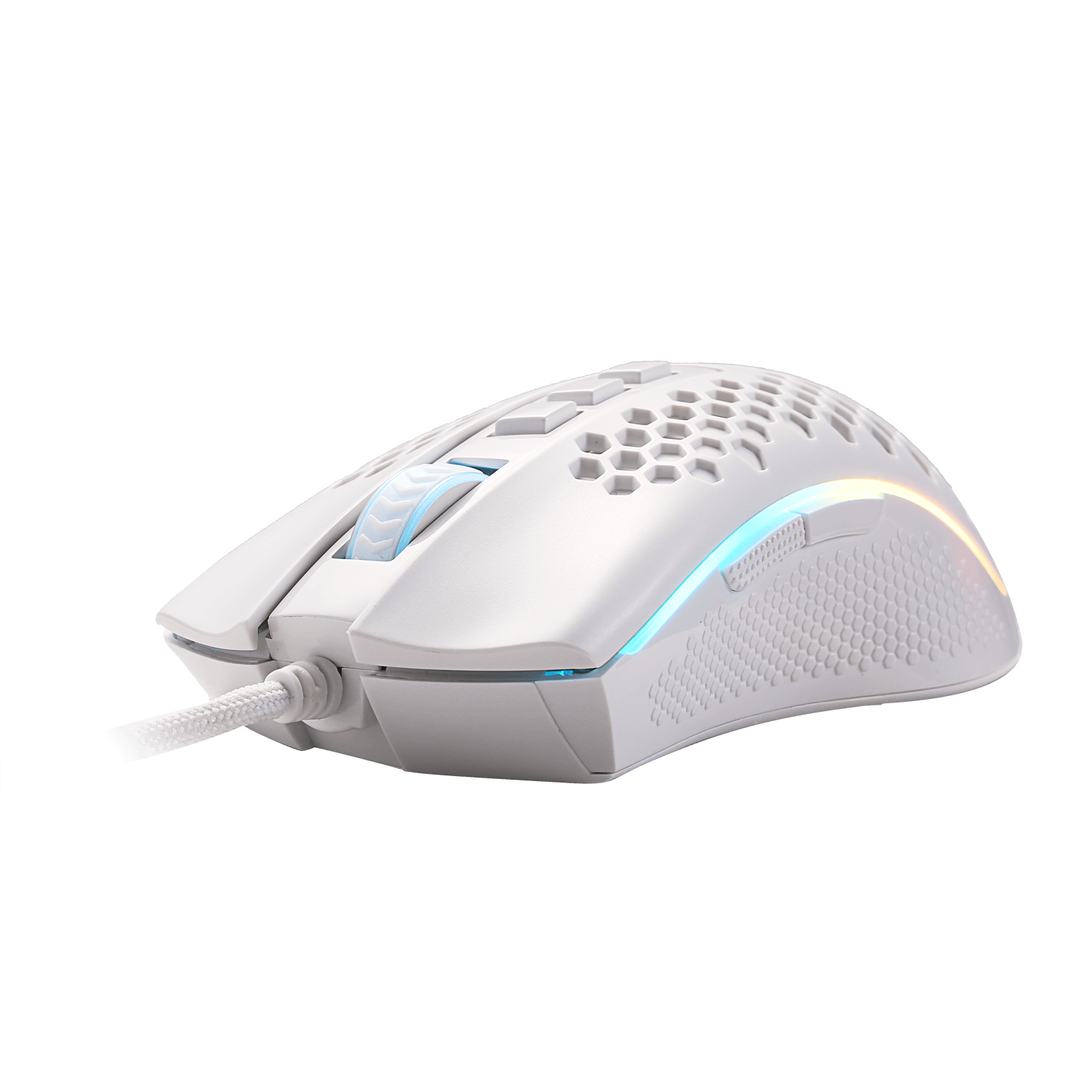 Mouse Gaming RGB Ringan Redragon M808 Storm White, Casing Sarang Lebah Ultraringan 85g - Sensor Optik 12.400 DPI