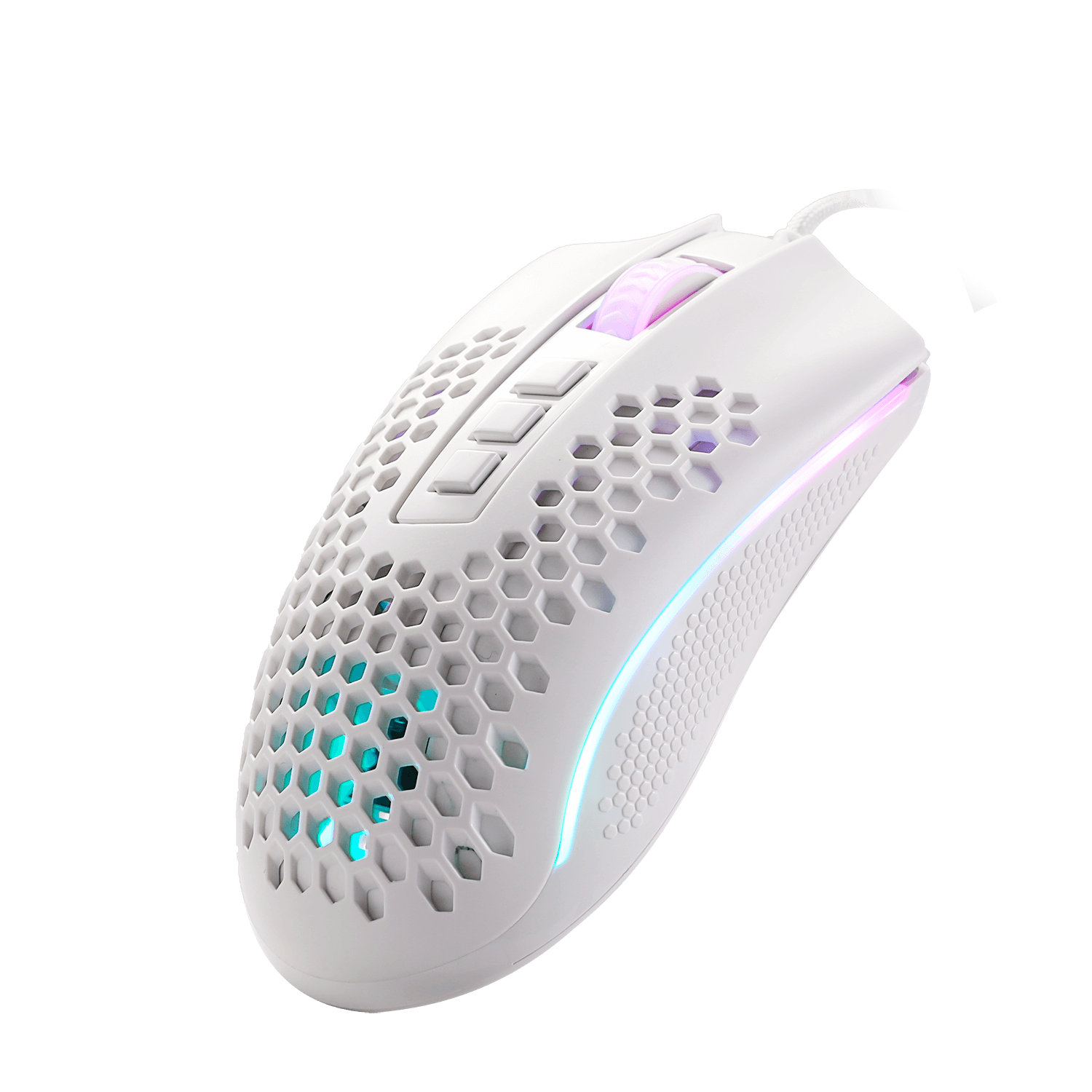 Mouse Gaming RGB Ringan Redragon M808 Storm White, Casing Sarang Lebah Ultraringan 85g - Sensor Optik 12.400 DPI