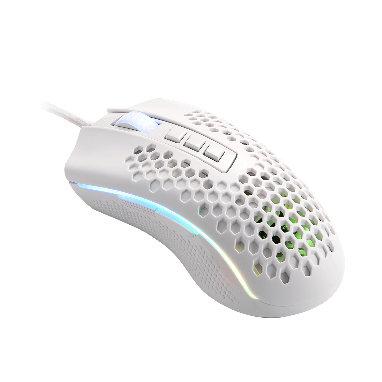 Mouse Gaming RGB Ringan Redragon M808 Storm White, Casing Sarang Lebah Ultraringan 85g - Sensor Optik 12.400 DPI