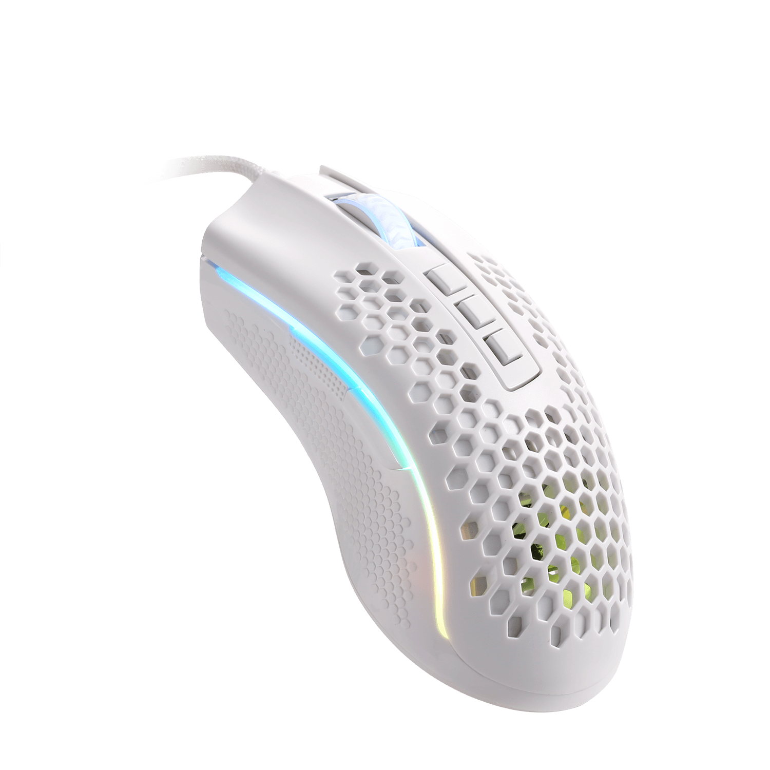 Mouse Gaming RGB Ringan Redragon M808 Storm White, Casing Sarang Lebah Ultraringan 85g - Sensor Optik 12.400 DPI