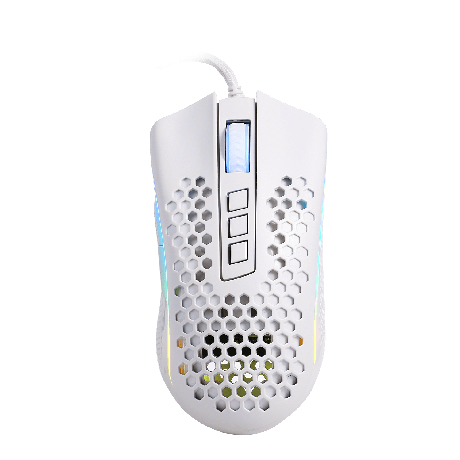 Mouse Gaming RGB Ringan Redragon M808 Storm White, Casing Sarang Lebah Ultraringan 85g - Sensor Optik 12.400 DPI