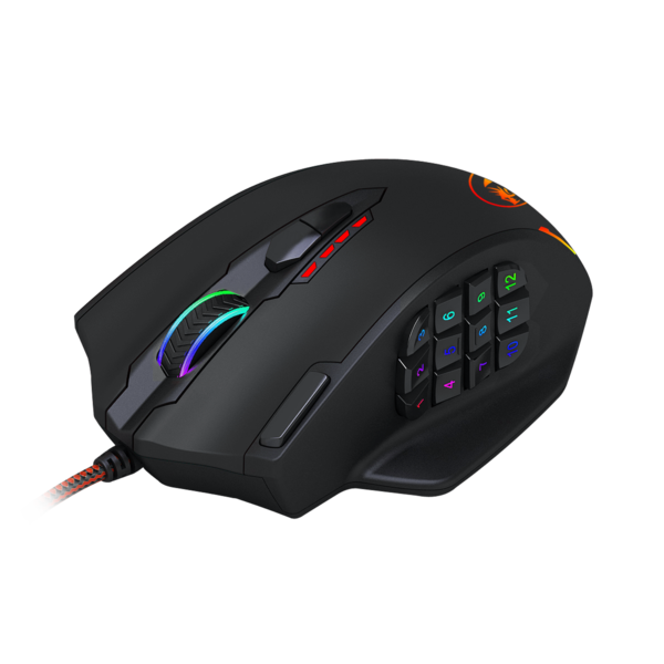 Redragon M908 IMPACT MMO Gaming Mouse up to 12,400 DPI High Precision  Mouse for PC, 18 Programmable Buttons, Weight Tuning Cartridge, 12 Side Buttons, 5 programmable user profiles, 16.8 Million Customizing LED Color Option