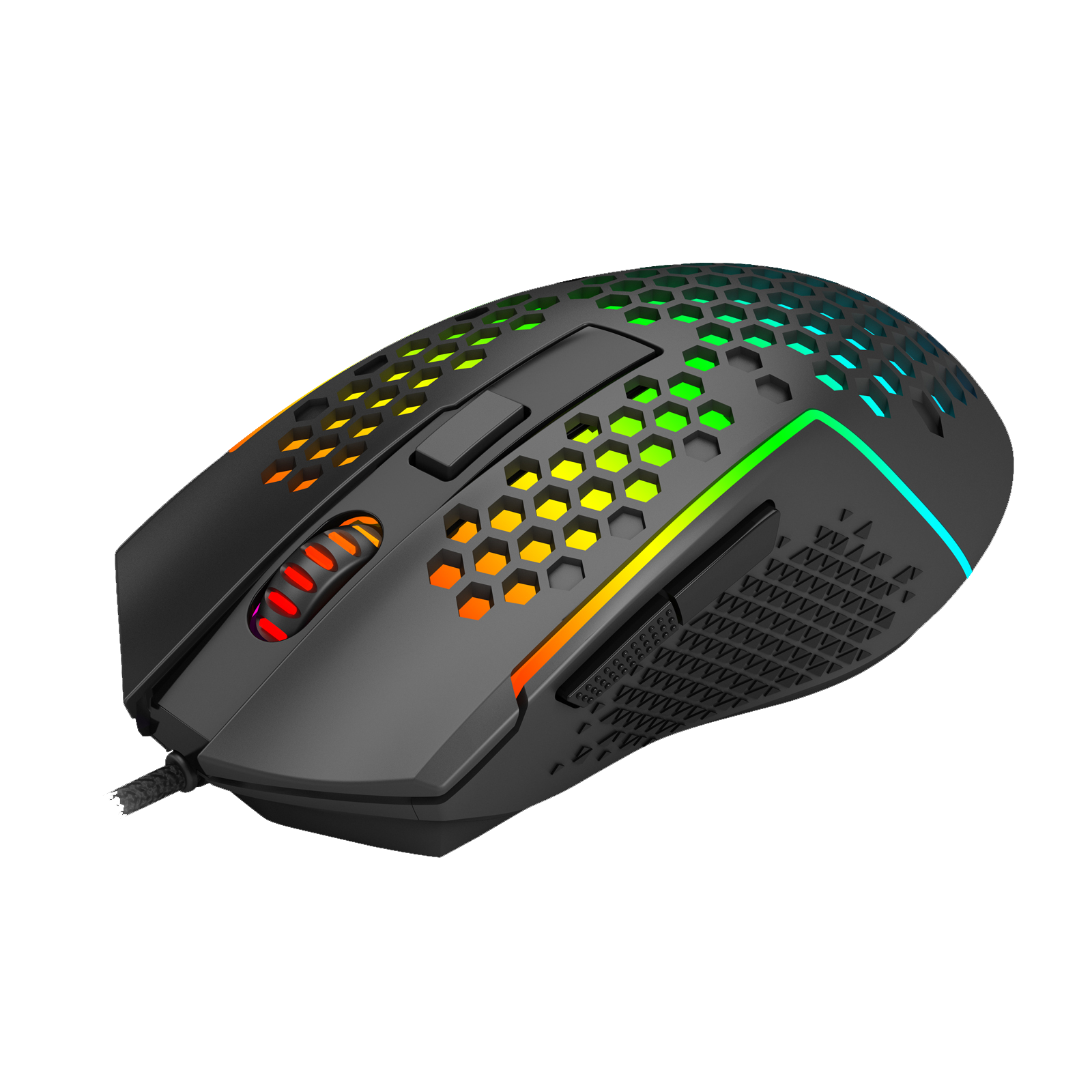 Redragon M987-K Mouse Gaming Ringan 55g Sarang Lebah RGB dengan Lampu Latar Kabel 6 Tombol yang Dapat Diprogram dengan 12400 DPI