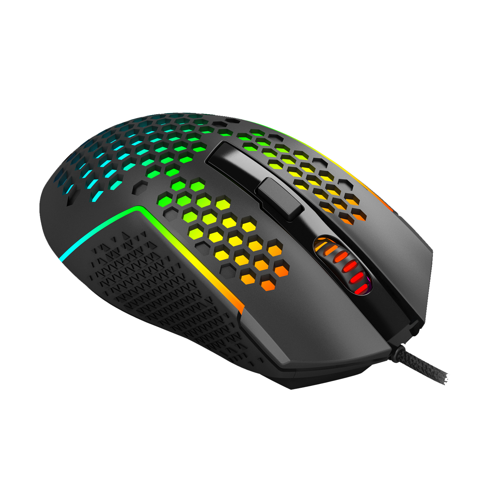 Redragon M987-K Mouse Gaming Ringan 55g Sarang Lebah RGB dengan Lampu Latar Kabel 6 Tombol yang Dapat Diprogram dengan 12400 DPI