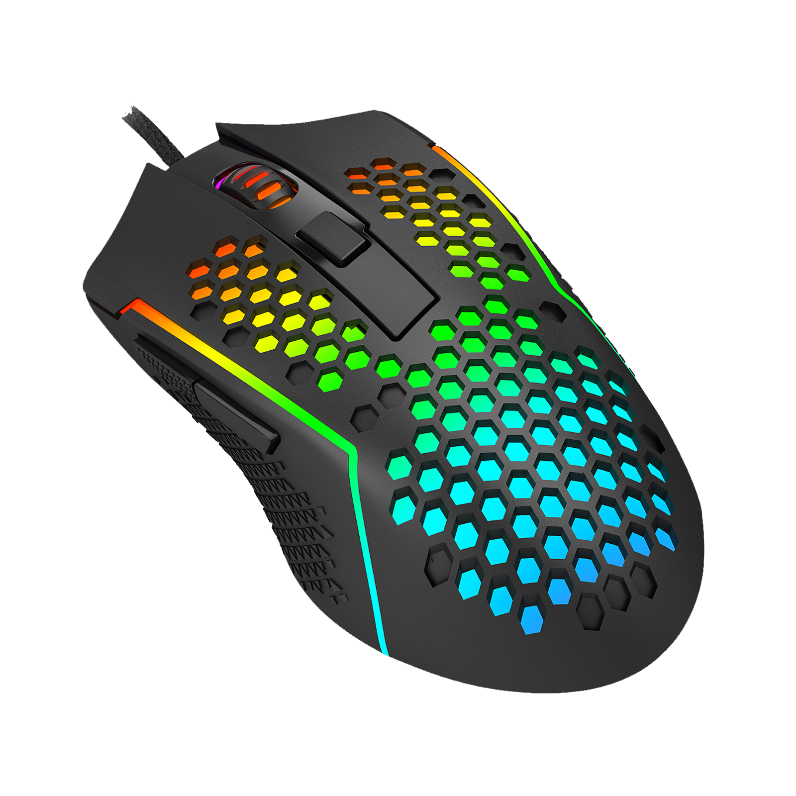 Redragon M987-K Mouse Gaming Ringan 55g Sarang Lebah RGB dengan Lampu Latar Kabel 6 Tombol yang Dapat Diprogram dengan 12400 DPI