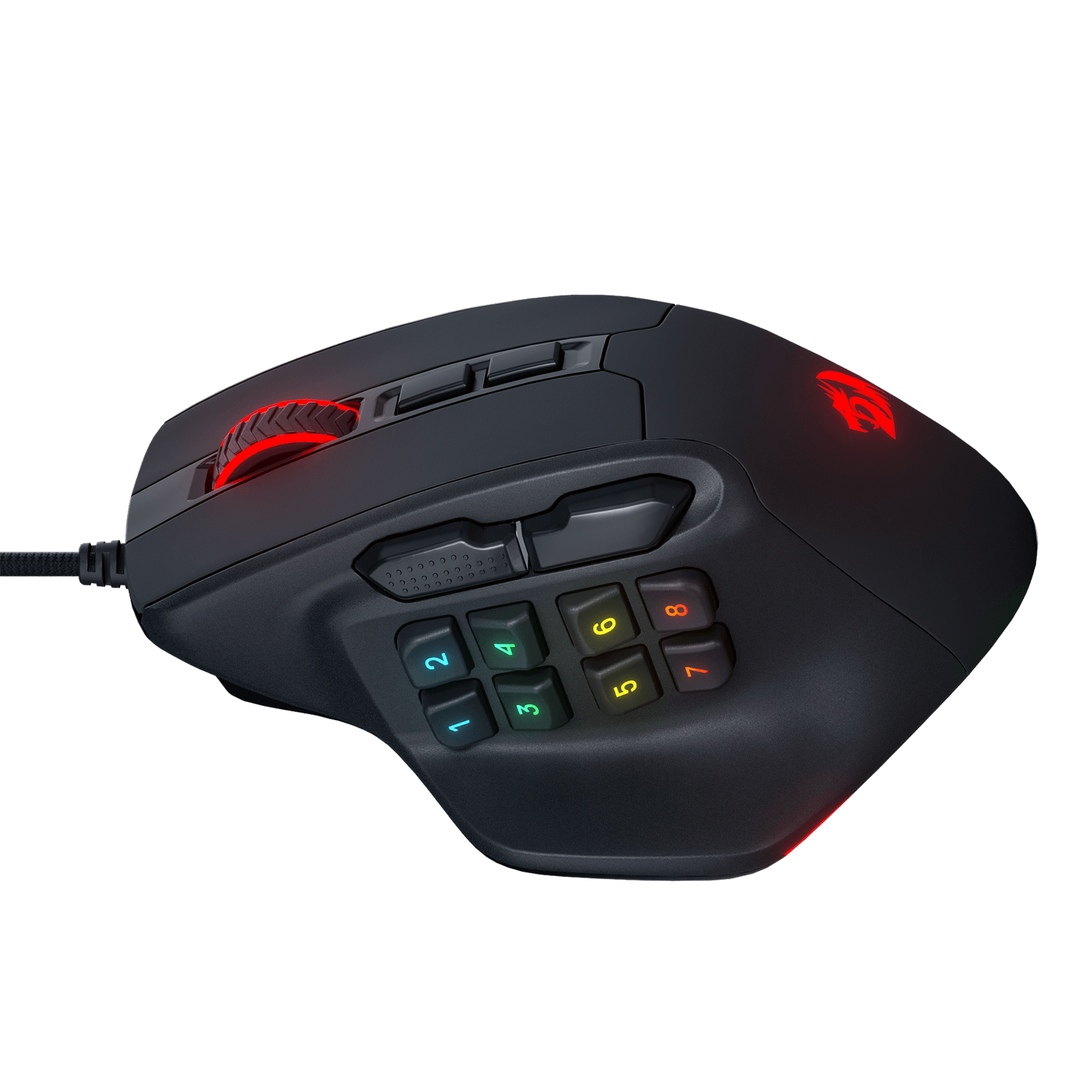 Redragon M811 Aatrox MMO Gaming Mouse, 15 Programmable Buttons Wired RGB Gamer Mouse w/ Ergonomic Natural Grip Build, 10 Side Macro Keys, Software Supports DIY Keybinds & Backlit