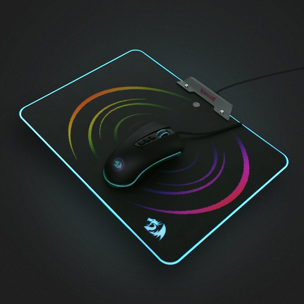 Redragon P011 Orion RGB Mauspad Gaming Mouse Mat mit 9 verschiedenen Leuchteinstellungen, Harte Oberfläche für Professionelle Gamer 350 x 250 x 3.6mm