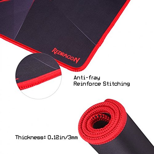 Redragon P012 Mouse Pad with Stitched Edges, Premium-Textured Mouse Mat, Non-Slip Rubber Base Mousepad for Laptop, Computer & PC, 12.8 x10 x0.11 inches