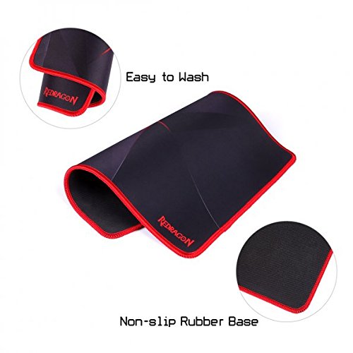 Redragon P012 Mouse Pad dengan Jahitan Tepi, Alas Mouse Bertekstur Premium, Mousepad Dasar Karet Anti Selip untuk Laptop, Komputer & PC, 12,8 x 10 x 0,11 inci
