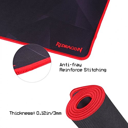 Redragon P015 Mouse Pad Besar Ekstra Luas XXL, dengan Tepi Jahitan, Alas Mouse Bertekstur Premium, Bantalan Karet Anti Selip Tahan Air, 35.8 x 11.8 x 0.11 inci