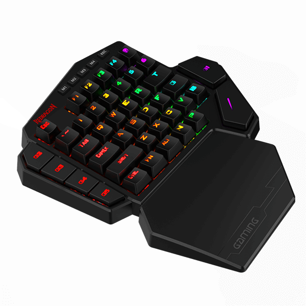 Redragon K585 DITI Wireless One-Handed Mechanical Keyboard, 42 Tombol 2.4Ghz RGB 40% Gaming Keypad dengan 7 Tombol Makro Onboard, Penopang Pergelangan Tangan yang Dapat Dilepas, Baterai 3000 mAh