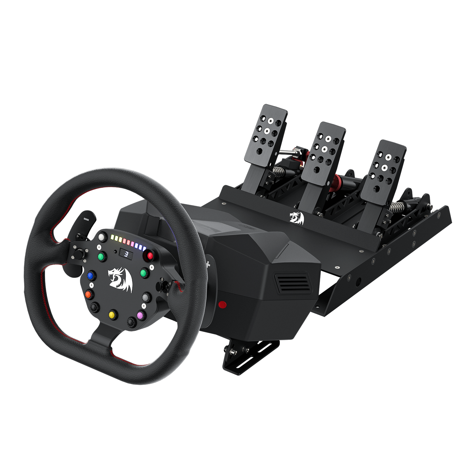 Redragon GT-32 Racing Wheel and Floor Pedals, Real Force Feedback Car Racing Simulator, PMSM Dual-Motor Control Box & Pedals, Non-Contact Hall Sensors, Supreme-Real Force Feedback Dedicated for Computer Gamer