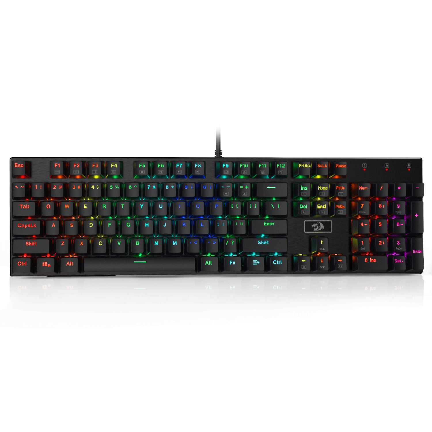 Redragon K556 Red Switches RGB LED Backlit Wired Mechanical Gaming Keyboard, Basis Aluminium, 104 Tombol Standar
