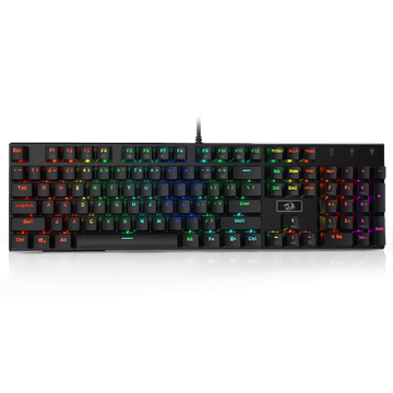 Redragon K556 Red Switches RGB LED Backlit Wired Mechanical Gaming Keyboard, Basis Aluminium, 104 Tombol Standar