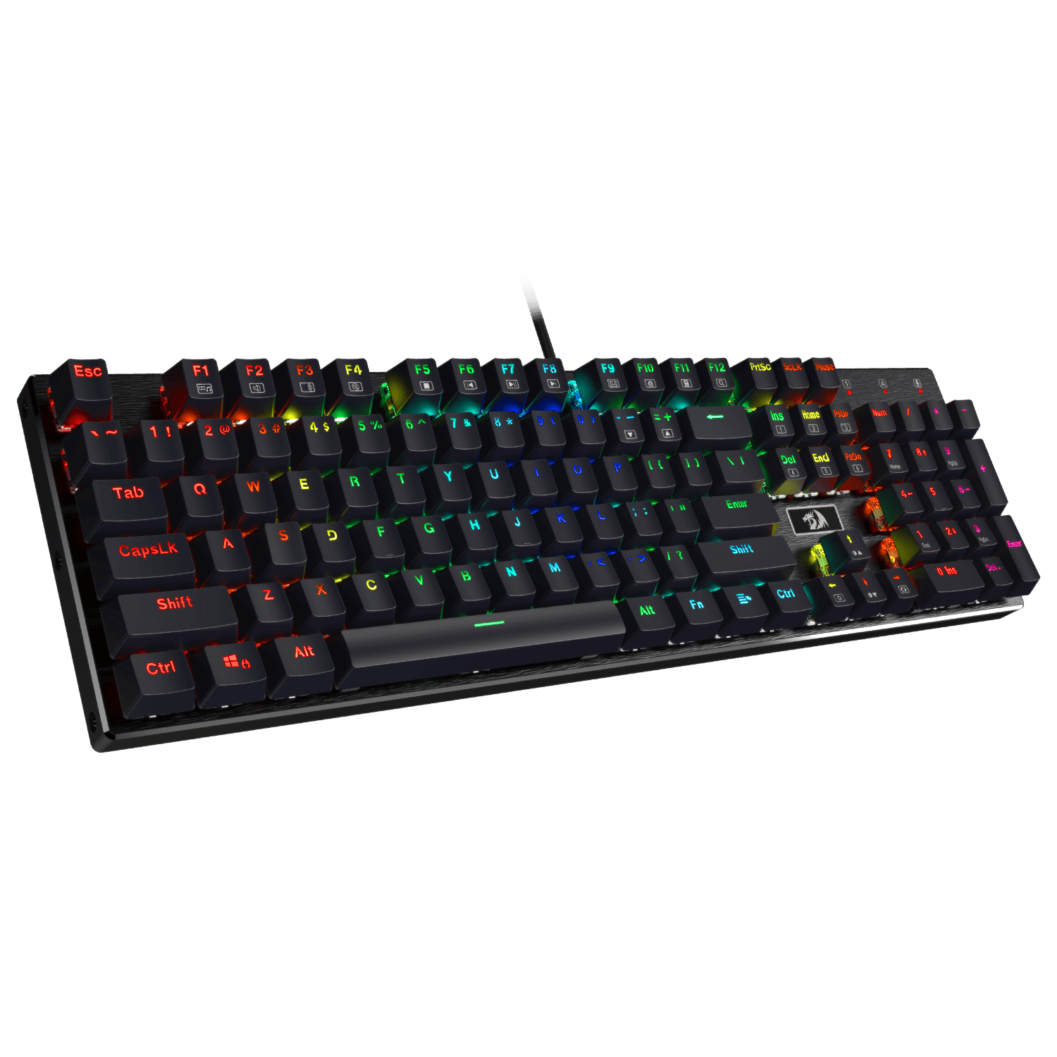 Redragon K556 Red Switches RGB LED Backlit Wired Mechanical Gaming Keyboard, Basis Aluminium, 104 Tombol Standar
