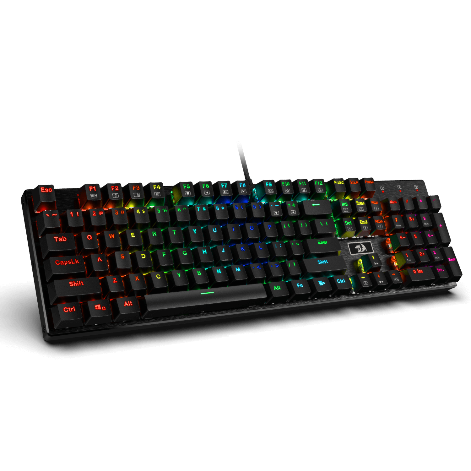 Redragon K556 RGB LED Backlit Wired Mechanical Gaming Keyboard, Basis Aluminium, 104 Tombol Standar