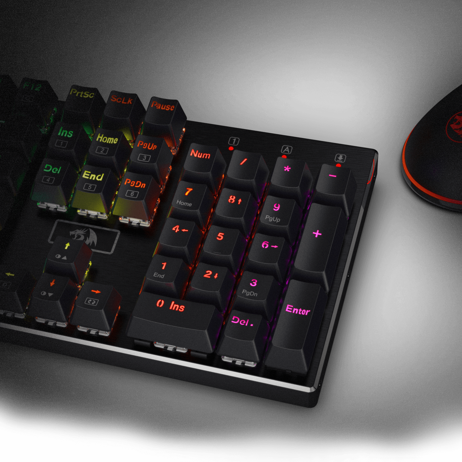 Redragon K556 Red Switches RGB LED Backlit Wired Mechanical Gaming Keyboard, Basis Aluminium, 104 Tombol Standar