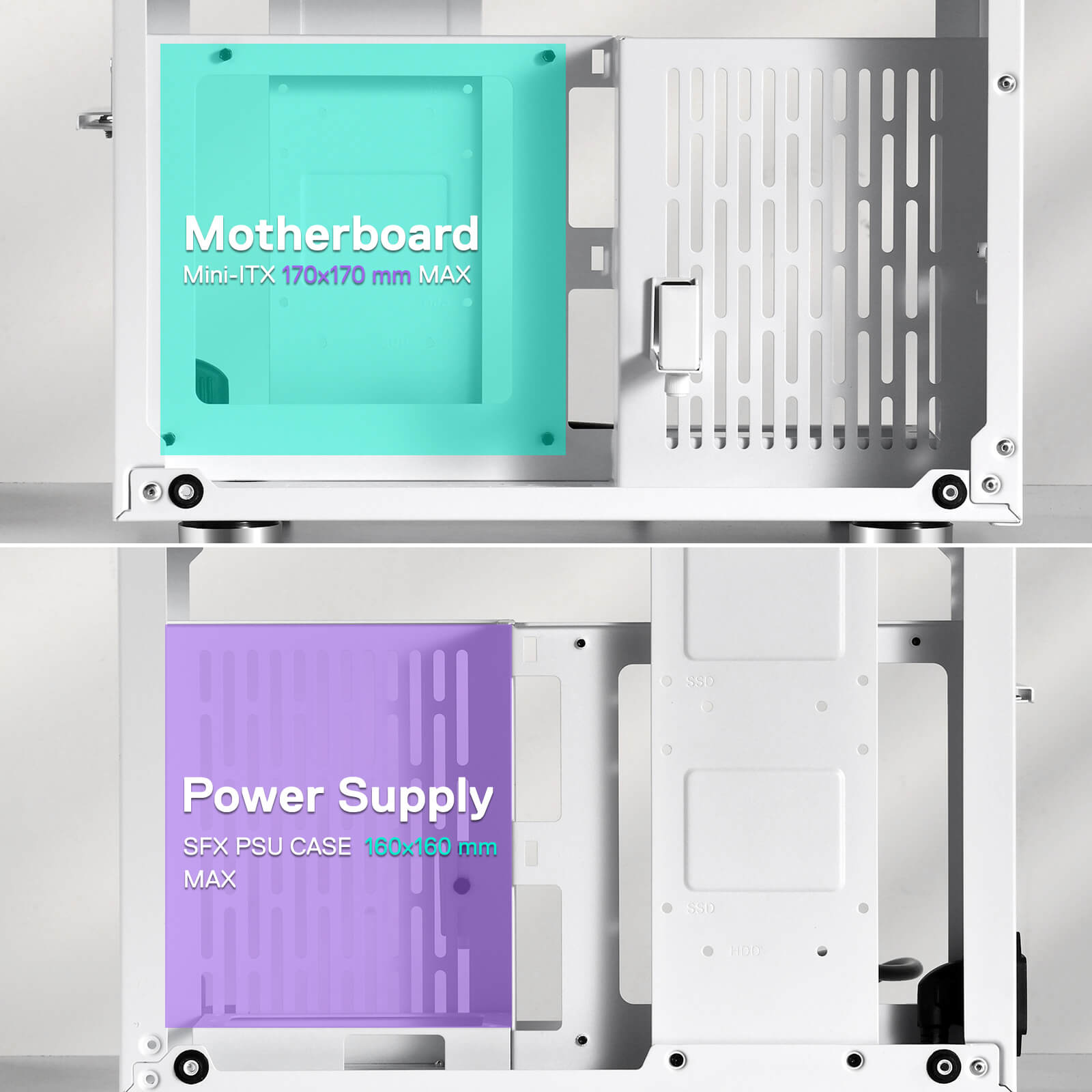 Casing PC Gaming Mini-ITX Redragon EB211, Sasis Komputer Faktor Bentuk Kecil dengan Panel Transparan Akrilik Sarang Lebah Berventilasi, GPU Tiga Slot, dan Aksesibilitas 360 Derajat, Putih