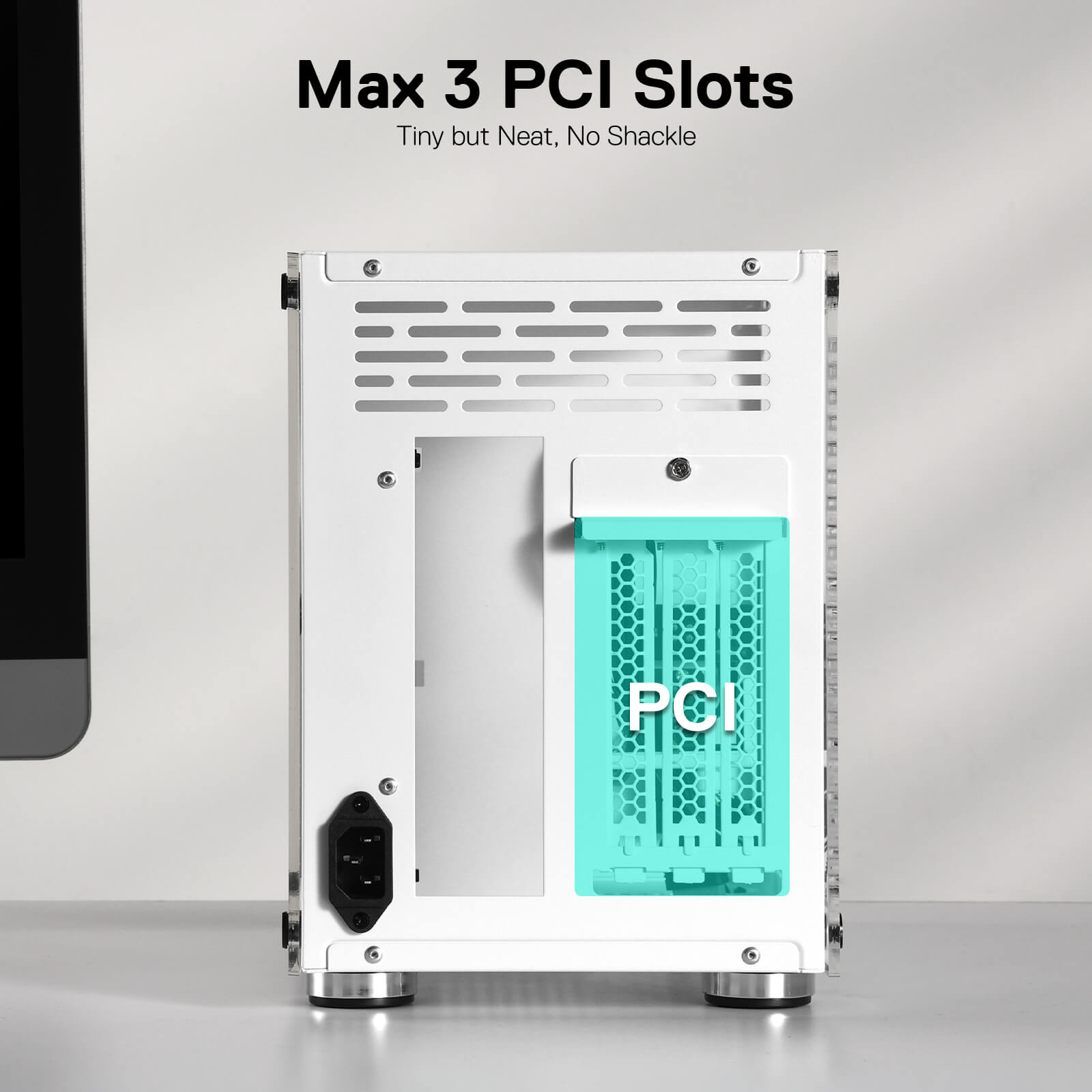 Casing PC Gaming Mini-ITX Redragon EB211, Sasis Komputer Faktor Bentuk Kecil dengan Panel Transparan Akrilik Sarang Lebah Berventilasi, GPU Tiga Slot, dan Aksesibilitas 360 Derajat, Putih