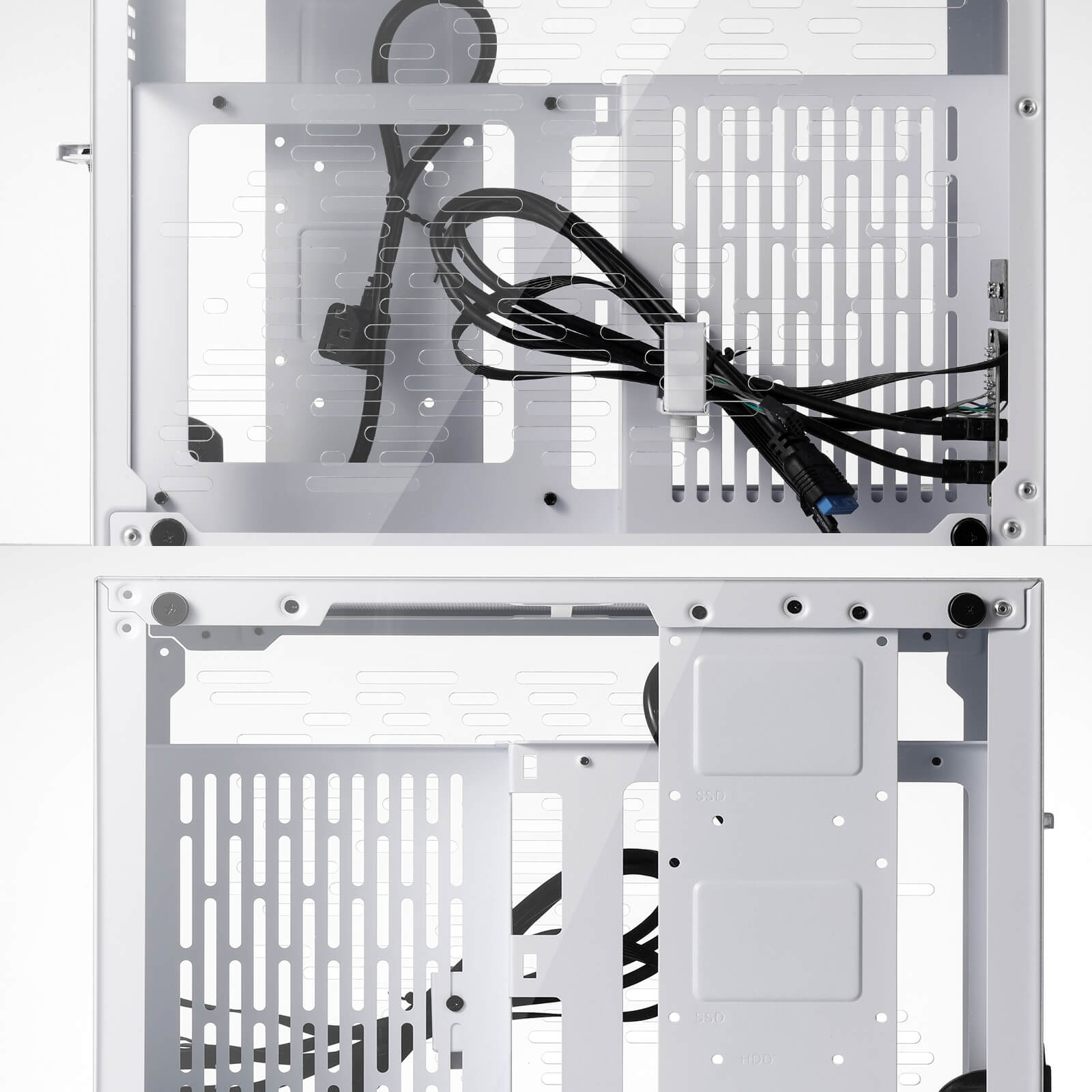 Casing PC Gaming Mini-ITX Redragon EB211, Sasis Komputer Faktor Bentuk Kecil dengan Panel Transparan Akrilik Sarang Lebah Berventilasi, GPU Tiga Slot, dan Aksesibilitas 360 Derajat, Putih