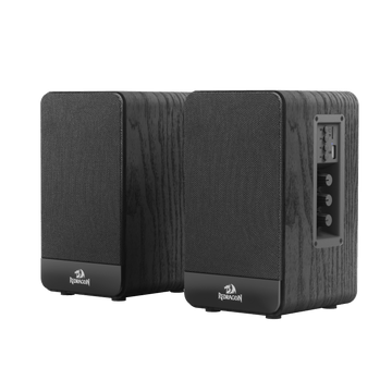 Redragon GS813 Wireless Desktop Speakers, 2.0 Channel Bookshelf Speaker w/Powerful 20W Output, BT 5.0/3.5mm AUX Connection, Enhanced Bass/Treble Knob Control and TF Card/USB Flash Drive Supported
