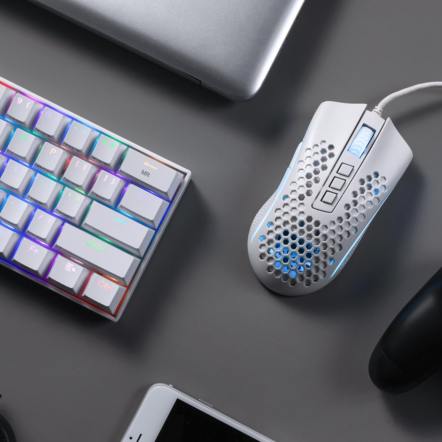 Redragon K530 60% RGB Keyboard Mekanik Nirkabel M808 Ringan Bundel Mouse Gaming RGB