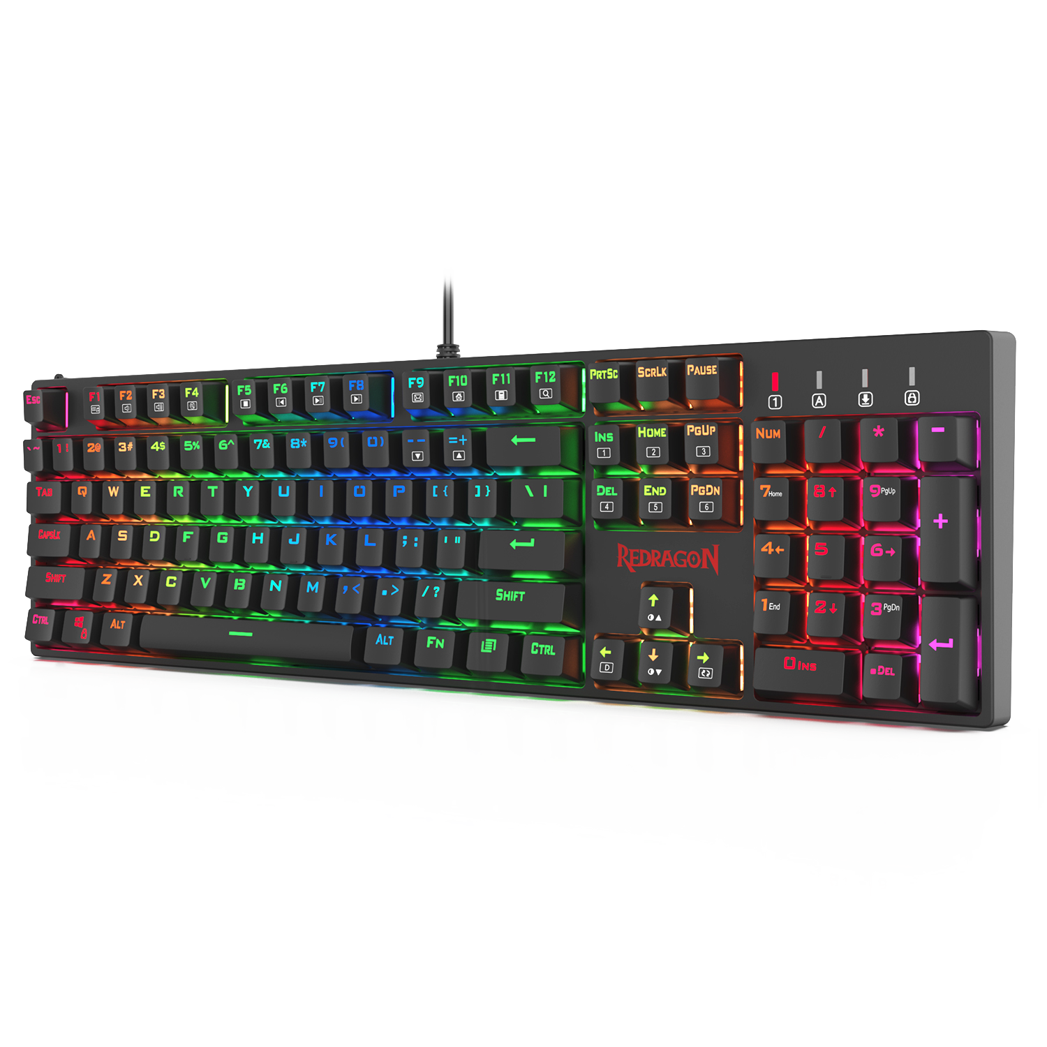 Keyboard Gaming Mekanik Redragon K582 SURARA RGB LED Backlit dengan 104 Tombol, Sakelar Cokelat Taktil dan Tidak Berisik