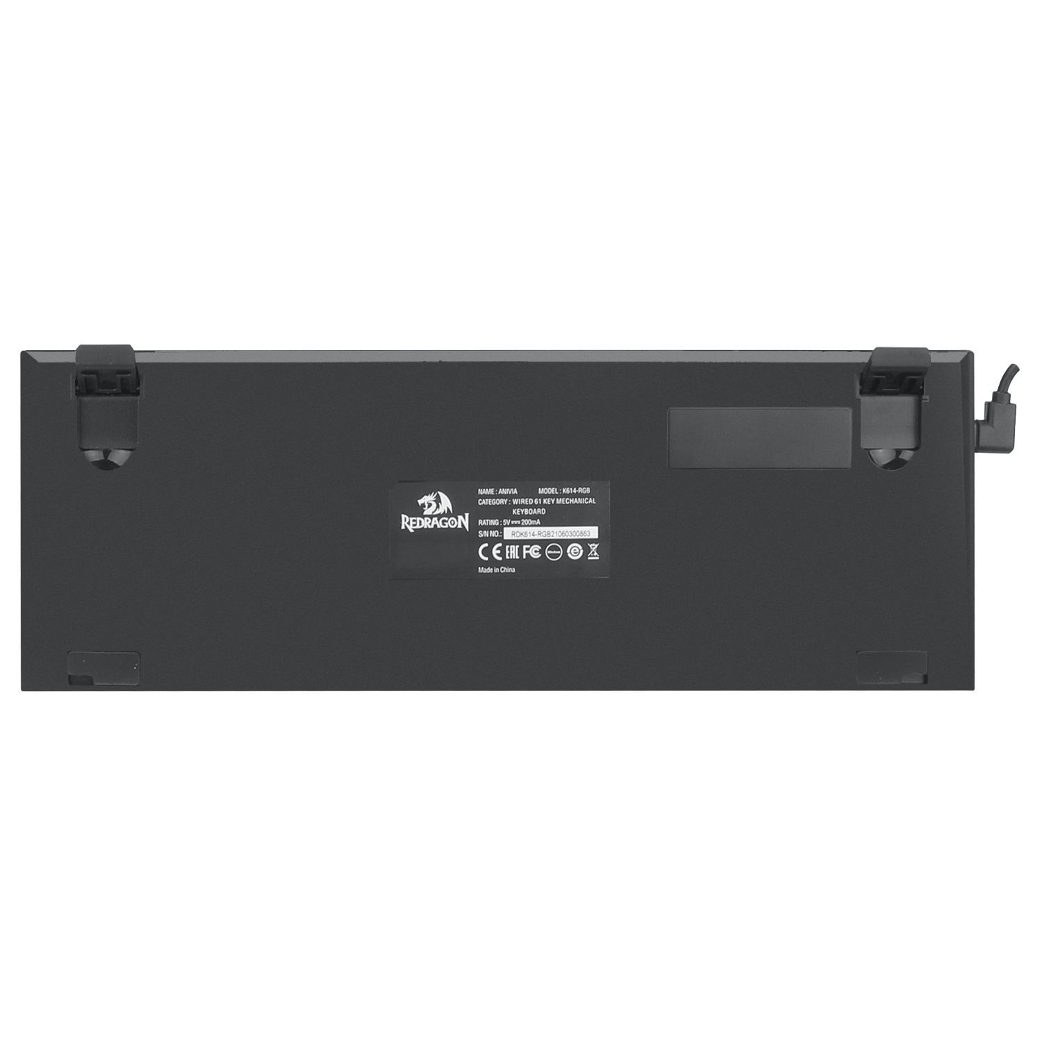 Redragon K614 Anivia 60% Keyboard Mekanik Kabel Sangat Tipis, Keyboard Gaming RGB Ringkas Ramping 61 Tombol dengan Sakelar Merah Linear Profil Rendah dan Keycaps Double-Shot untuk Aktuasi Cepat & Akurat