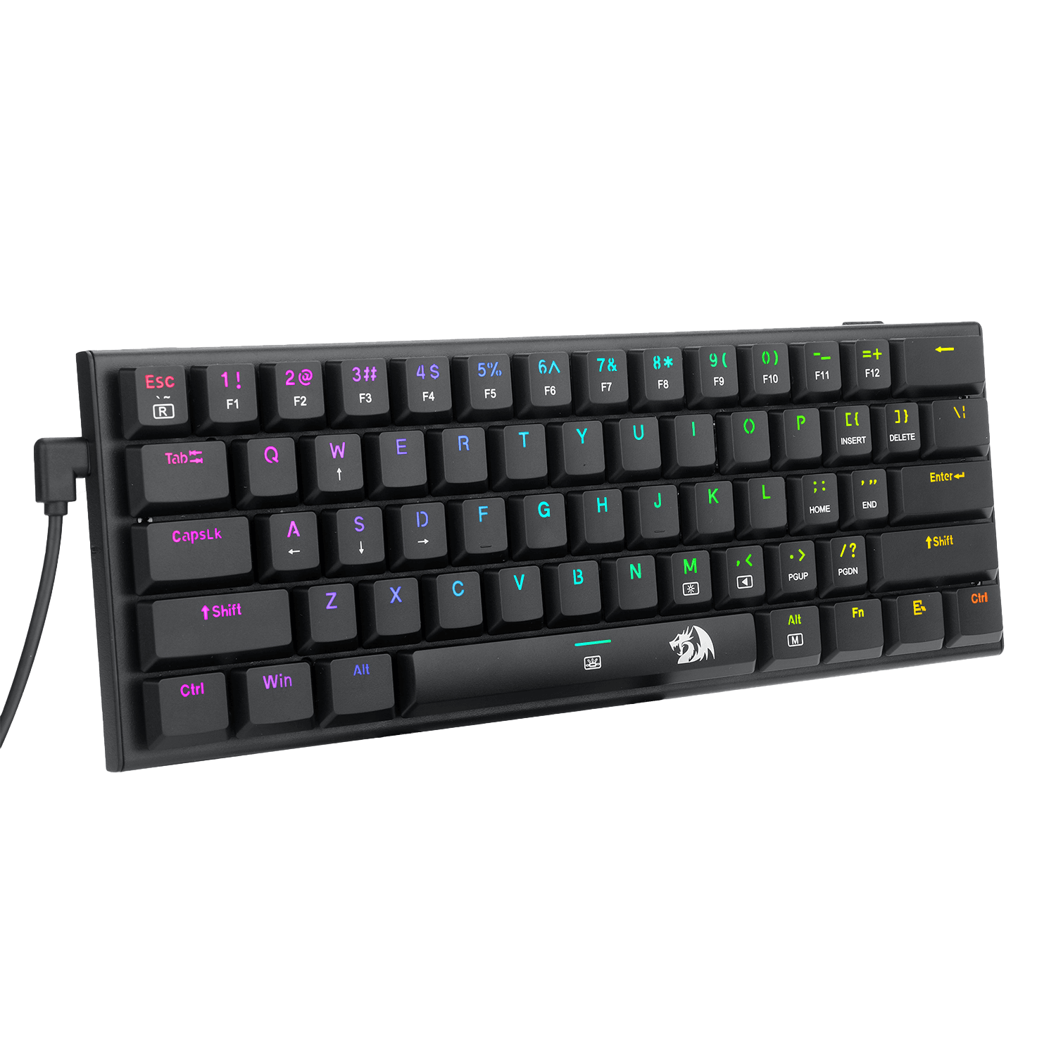 Redragon K614 Anivia 60% Keyboard Mekanik Kabel Sangat Tipis, Keyboard Gaming RGB Ringkas Ramping 61 Tombol dengan Sakelar Merah Linear Profil Rendah dan Keycaps Double-Shot untuk Aktuasi Cepat & Akurat