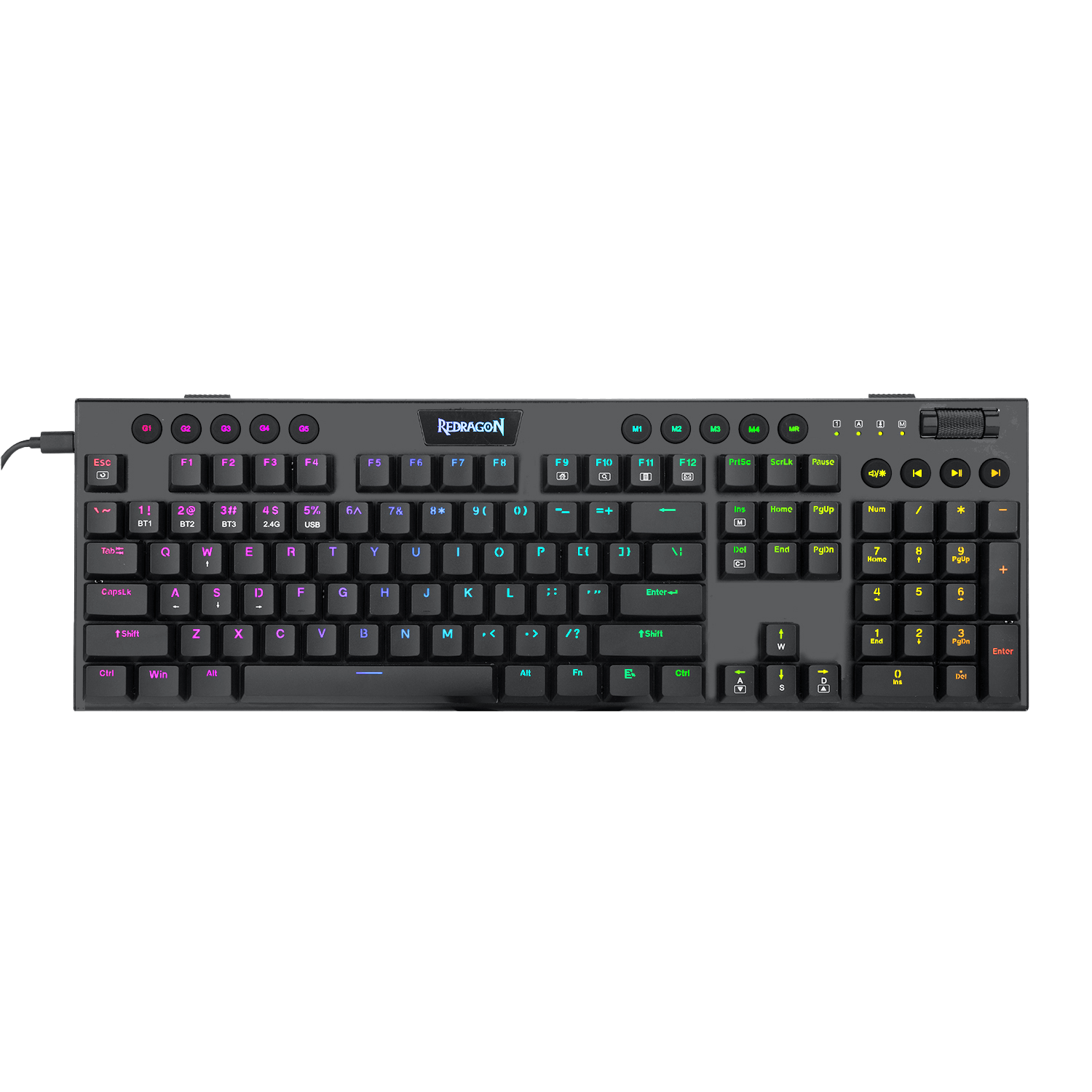 Redragon K618 Horus Wireless RGB Mechanical Keyboard, Bluetooth/2.4Ghz/Wired Tri-Mode Ultra-Thin Low Profile Gaming Keyboard w/No-Lag Cordless Connection