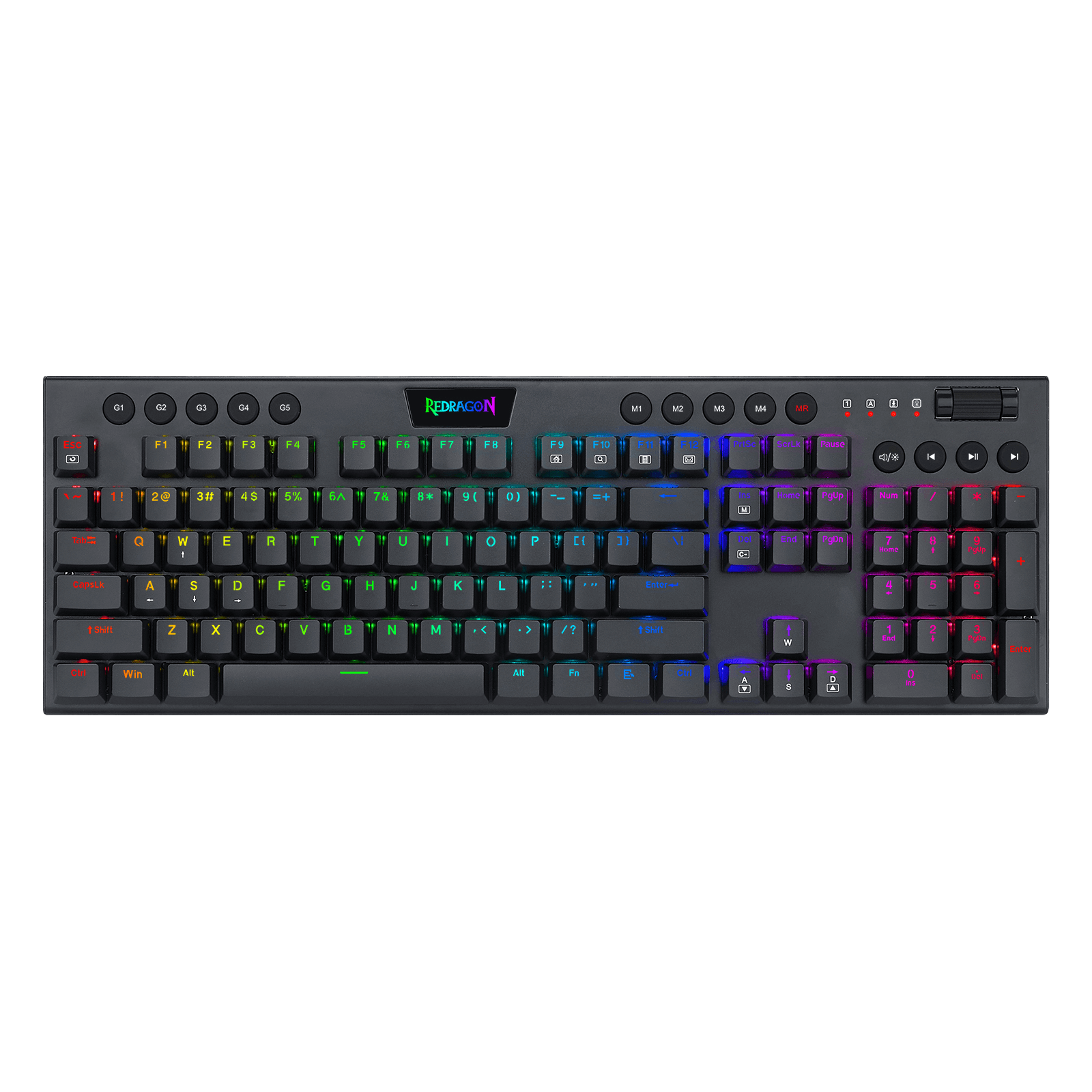 Redragon K619 Horus RGB Mechanical Keyboard, Ultra-Thin Designed Wired Gaming Keyboard w/Low Profile Keycaps, Dedicated Media Control & Linear Red Switch, Pro Software Supported