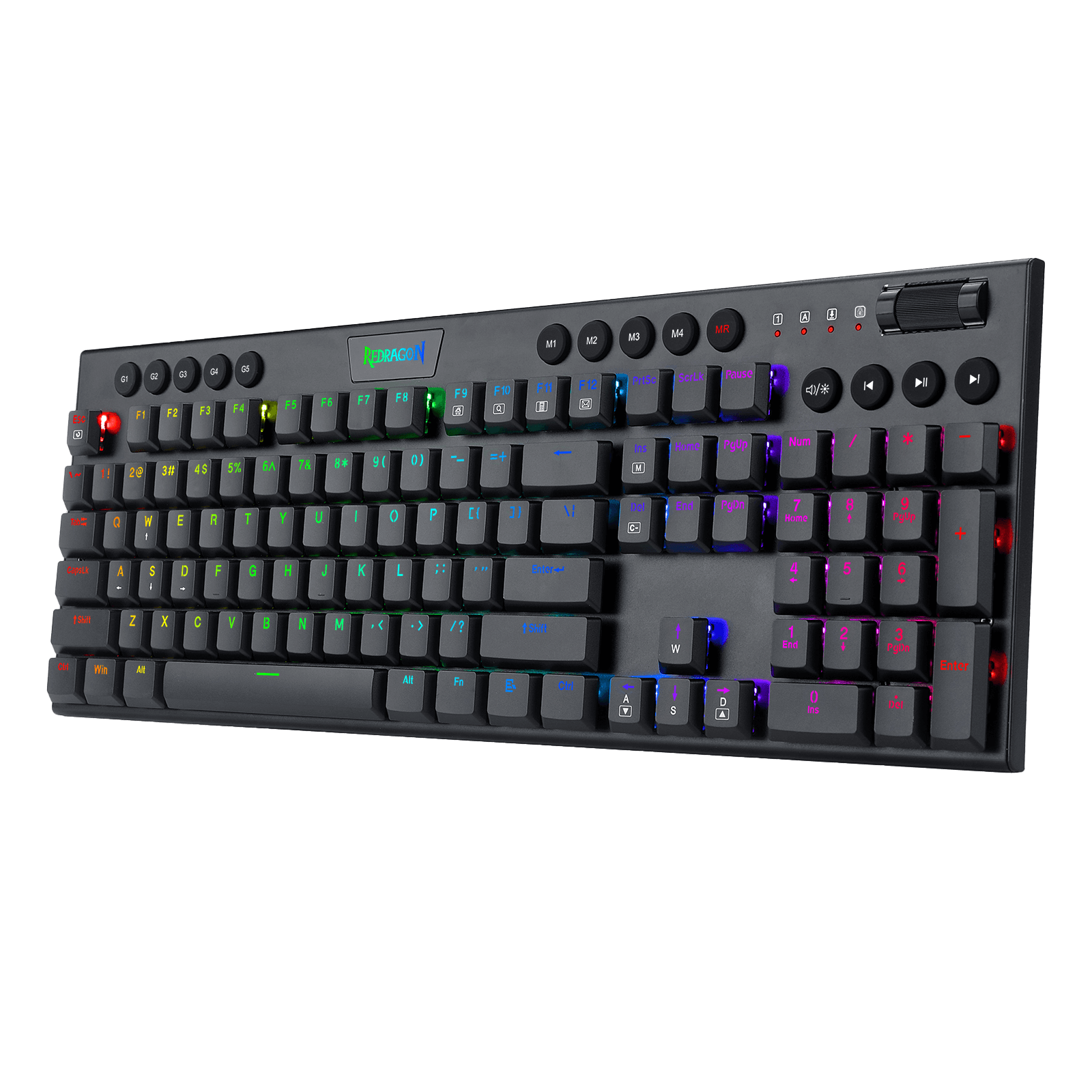 Redragon K619 Horus RGB Mechanical Keyboard, Ultra-Thin Designed Wired Gaming Keyboard w/Low Profile Keycaps, Dedicated Media Control & Linear Red Switch, Pro Software Supported