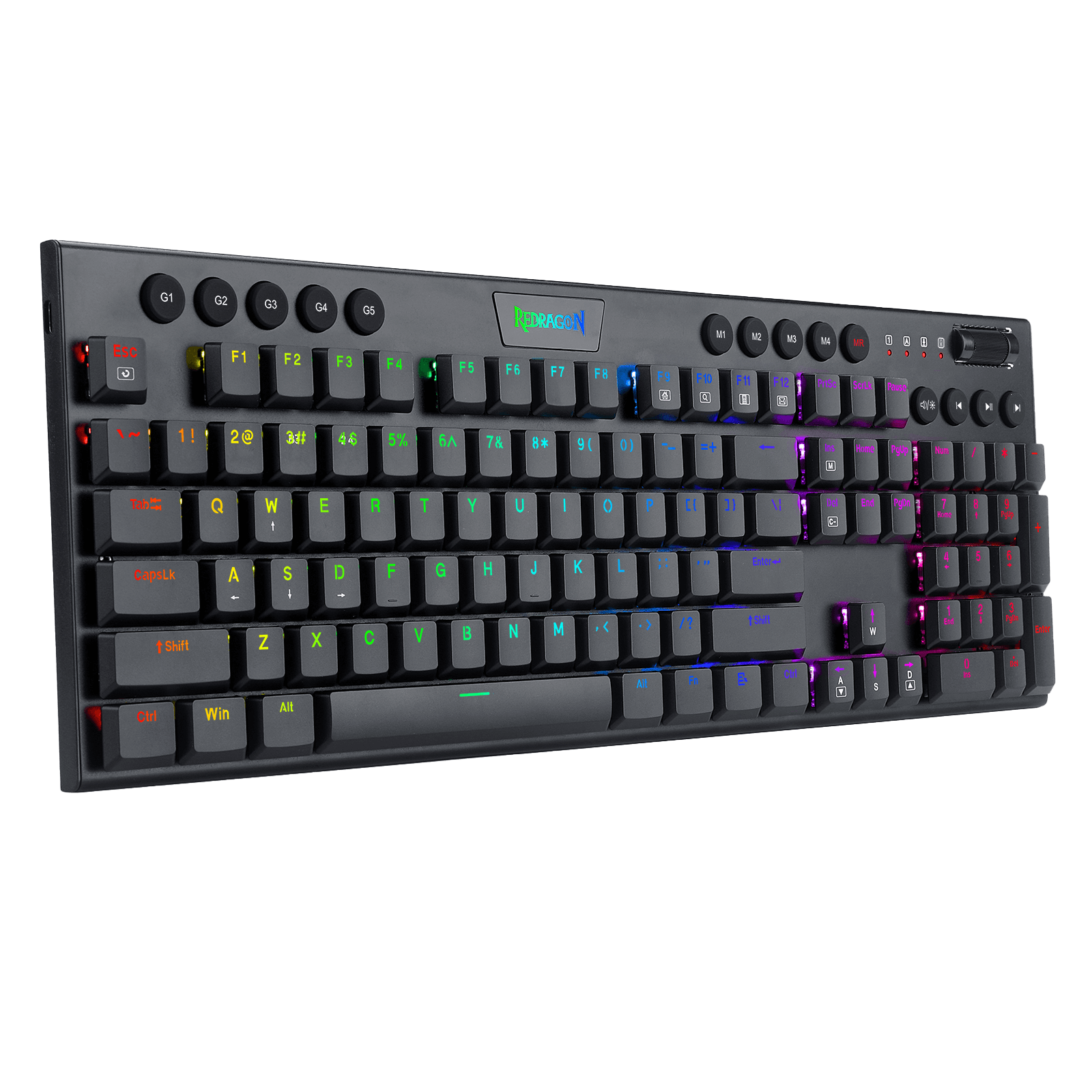 Redragon K619 Horus RGB Mechanical Keyboard, Ultra-Thin Designed Wired Gaming Keyboard w/Low Profile Keycaps, Dedicated Media Control & Linear Red Switch, Pro Software Supported