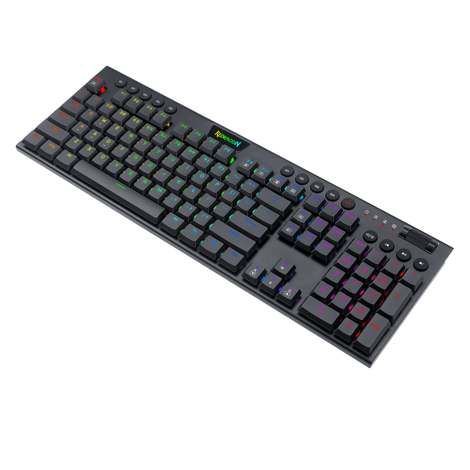 Redragon K619 Horus RGB Mechanical Keyboard, Ultra-Thin Designed Wired Gaming Keyboard w/Low Profile Keycaps, Dedicated Media Control & Linear Red Switch, Pro Software Supported