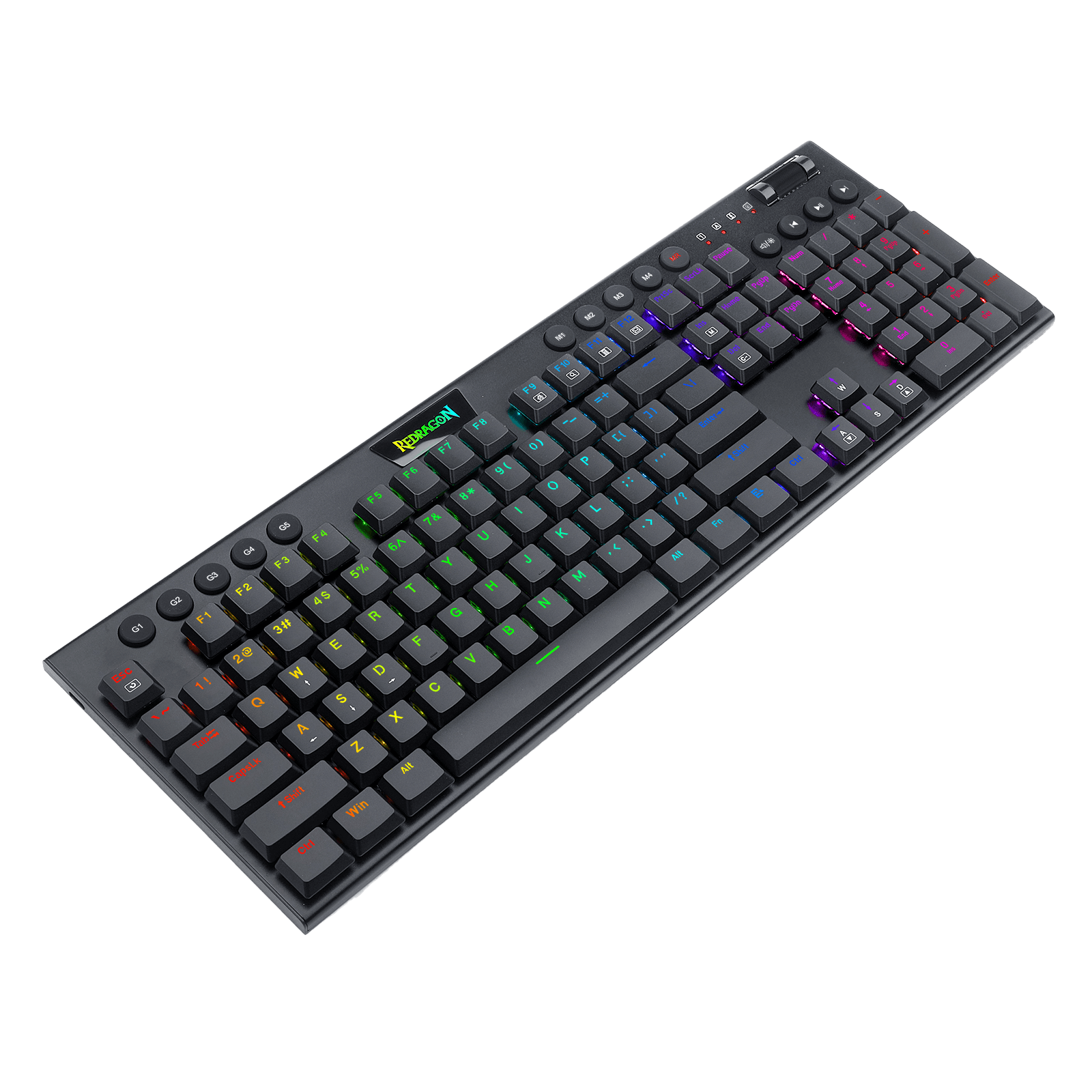 Redragon K619 Horus RGB Mechanical Keyboard, Ultra-Thin Designed Wired Gaming Keyboard w/Low Profile Keycaps, Dedicated Media Control & Linear Red Switch, Pro Software Supported
