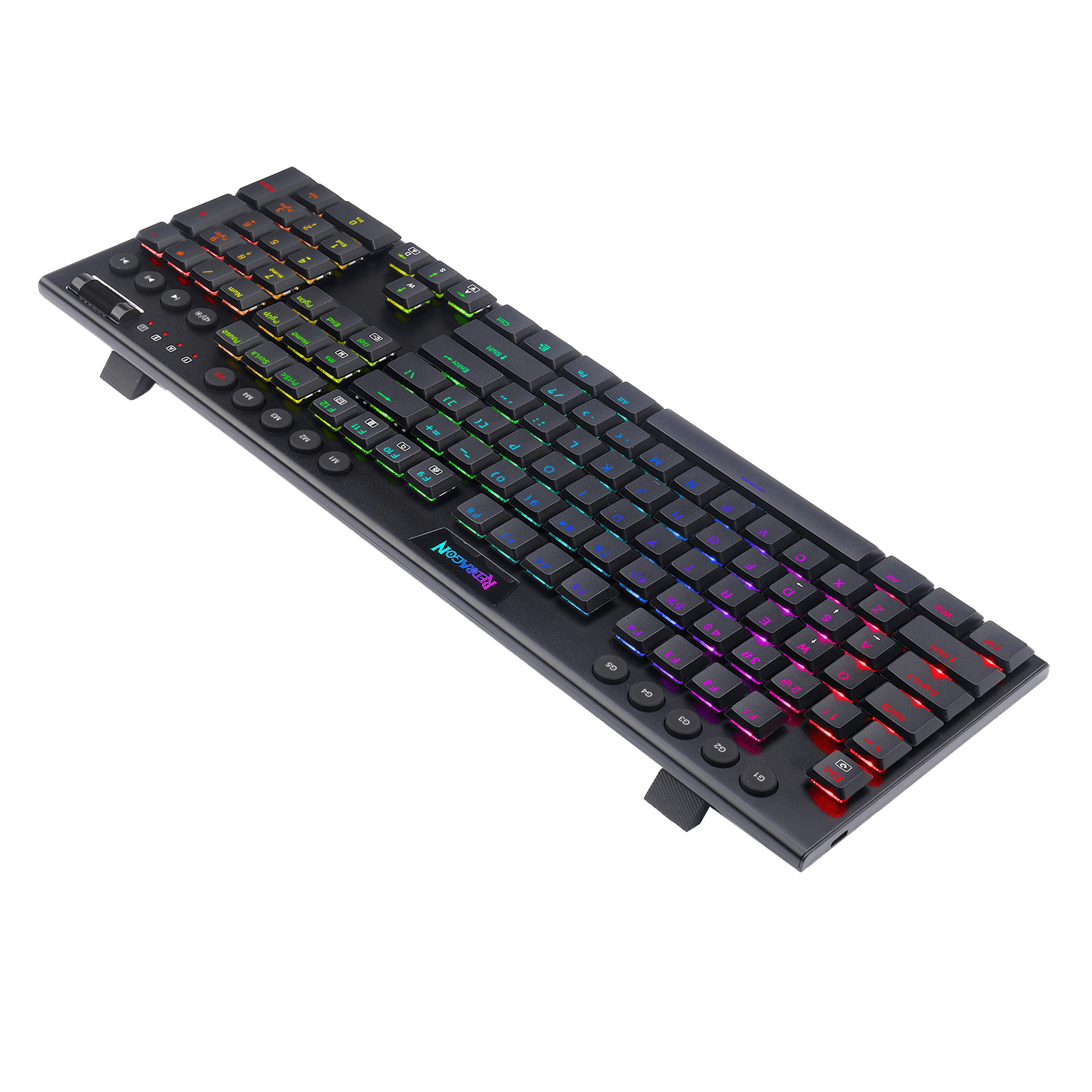 Redragon K619 Horus RGB Mechanical Keyboard, Ultra-Thin Designed Wired Gaming Keyboard w/Low Profile Keycaps, Dedicated Media Control & Linear Red Switch, Pro Software Supported