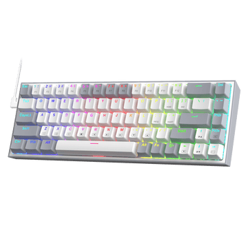 Redragon K631 Gery 65% Wired RGB Gaming Keyboard, 68 Keys Hot-Swappable Compact Mechanical Keyboard w/100% Hot-Swap Socket, Free-Mod Plate Mounted PCB & Dedicated Arrow Keys, Quiet Red Linear Switch
