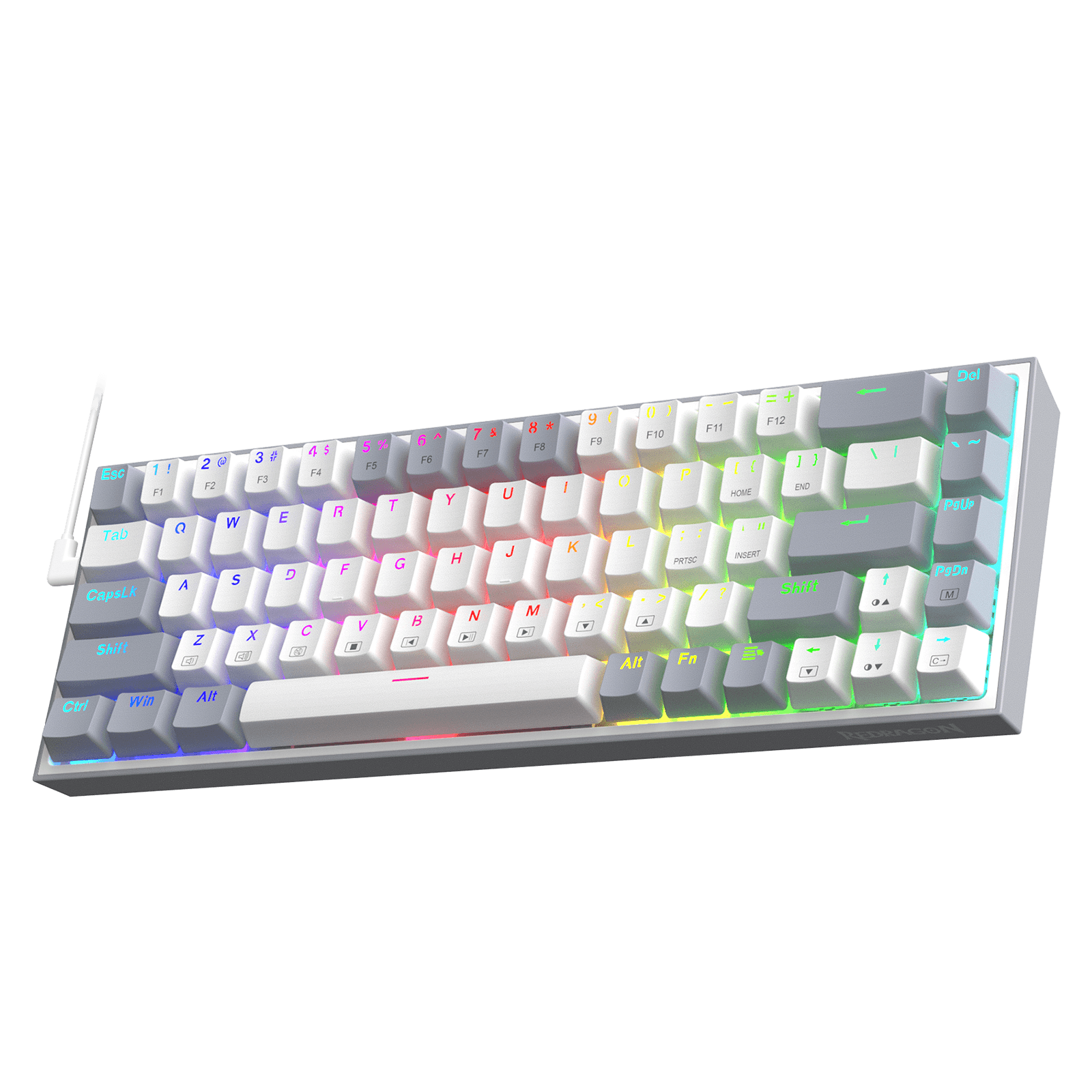 Redragon K631 Gery 65% Wired RGB Gaming Keyboard, 68 Keys Hot-Swappable Compact Mechanical Keyboard w/100% Hot-Swap Socket, Free-Mod Plate Mounted PCB & Dedicated Arrow Keys, Quiet Red Linear Switch