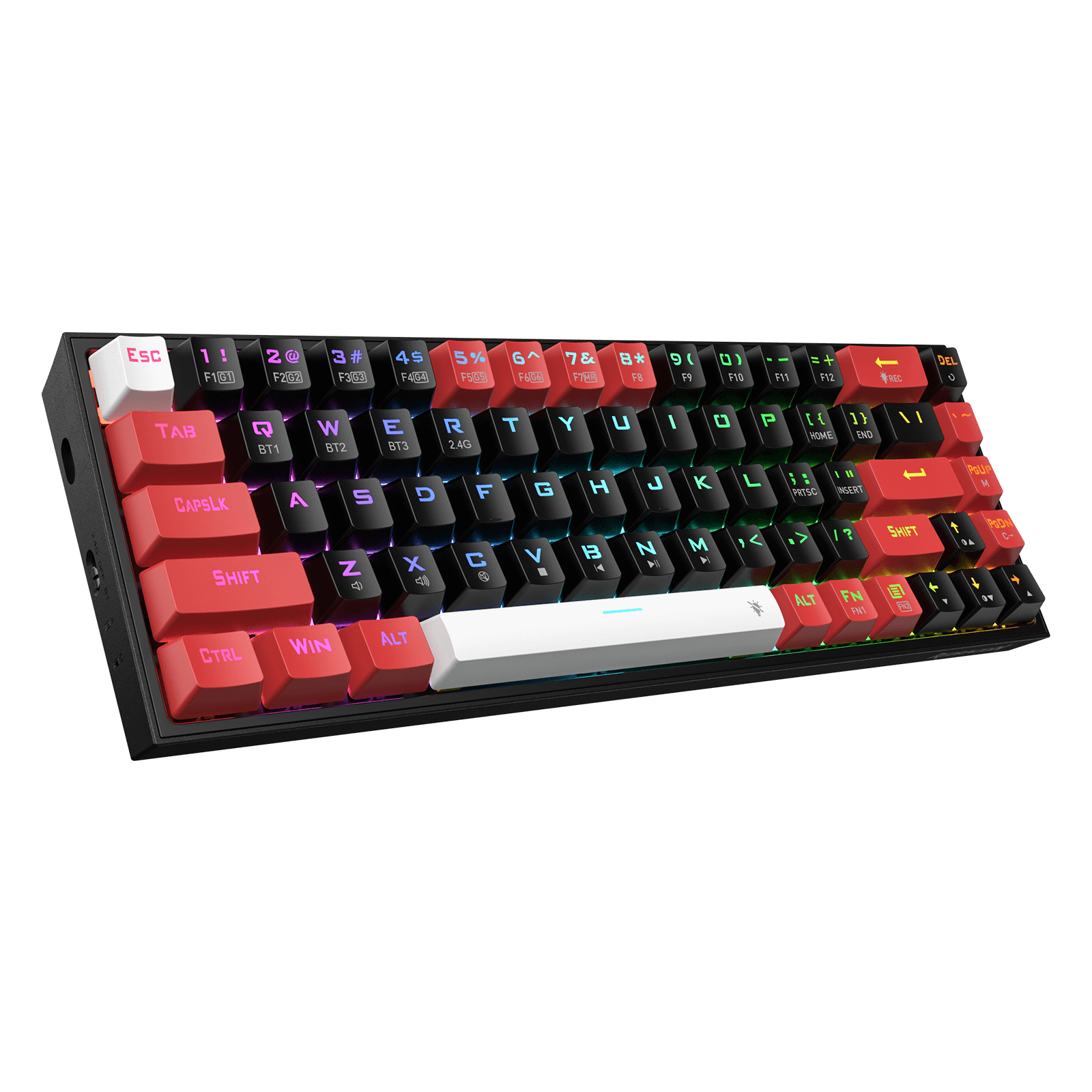 Redragon K631 PRO 65% 3-Mode Wireless RGB Gaming Keyboard, 68 Keys Hot-Swappable Compact Mechanical Keyboard w/Hot-Swap Free-Mod PCB Socket & Dedicated Arrow Keys, Quiet Red Linear Switch