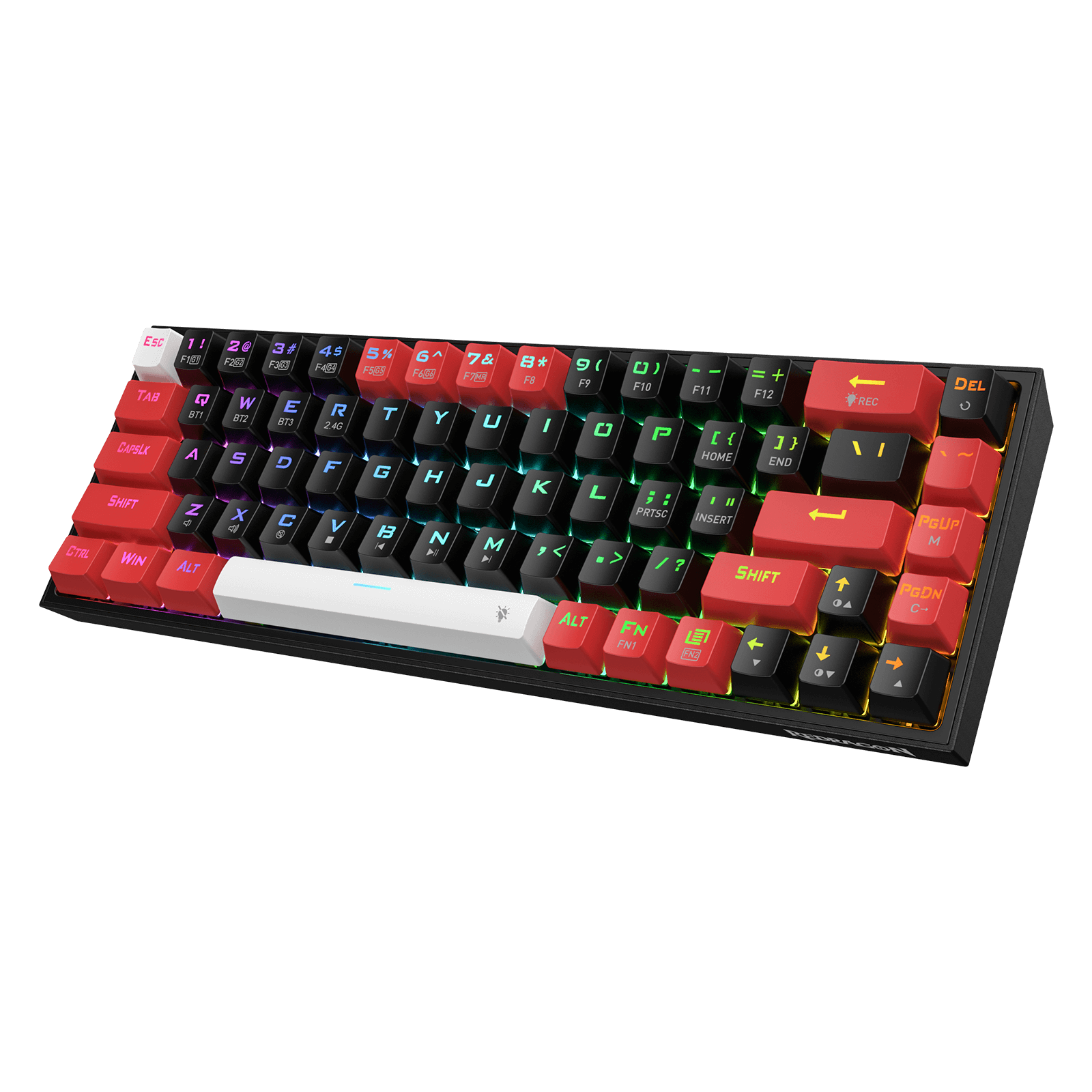 Redragon K631 PRO 65% 3-Mode Wireless RGB Gaming Keyboard, 68 Keys Hot-Swappable Compact Mechanical Keyboard w/Hot-Swap Free-Mod PCB Socket & Dedicated Arrow Keys, Quiet Red Linear Switch