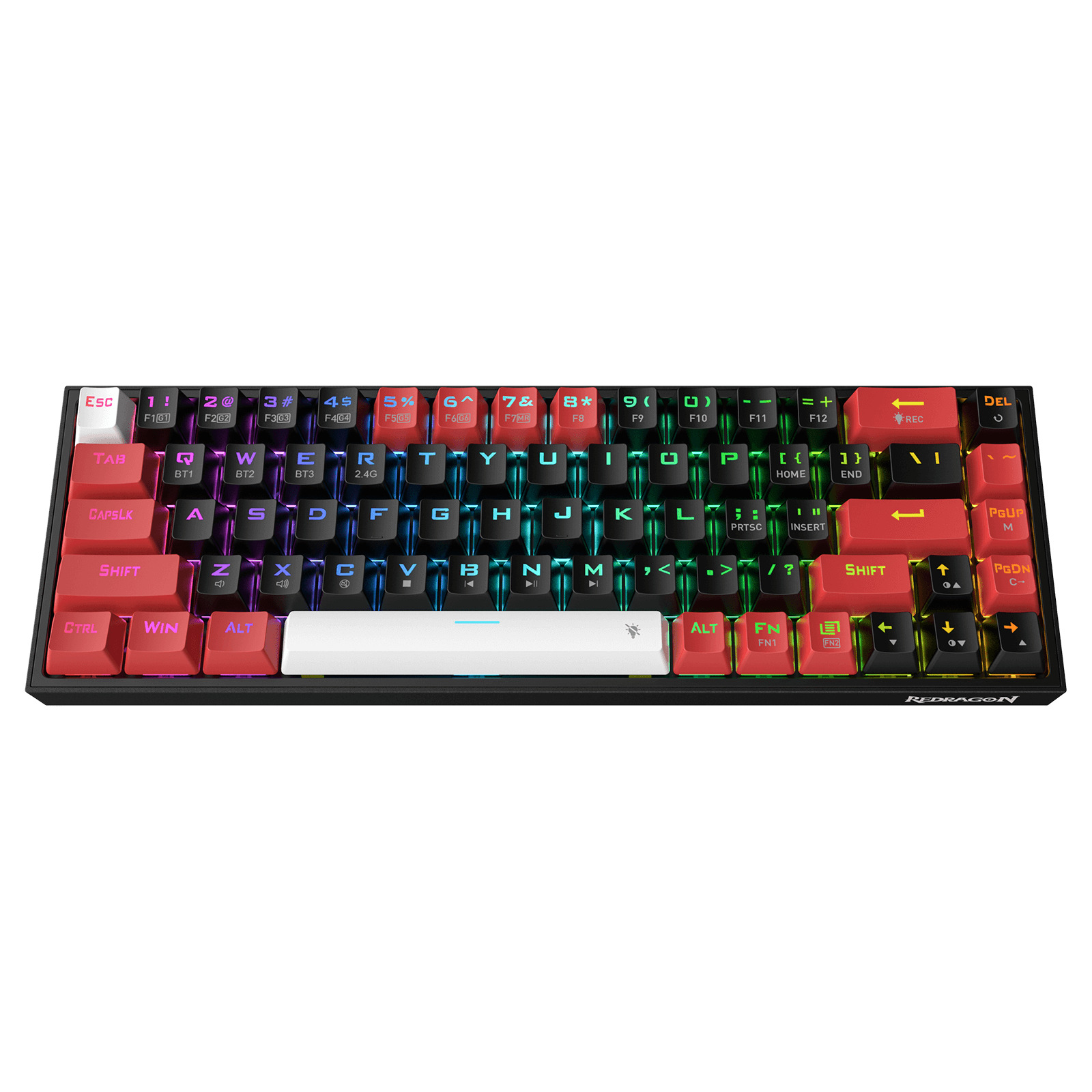 Redragon K631 PRO 65% 3-Mode Wireless RGB Gaming Keyboard, 68 Keys Hot-Swappable Compact Mechanical Keyboard w/Hot-Swap Free-Mod PCB Socket & Dedicated Arrow Keys, Quiet Red Linear Switch