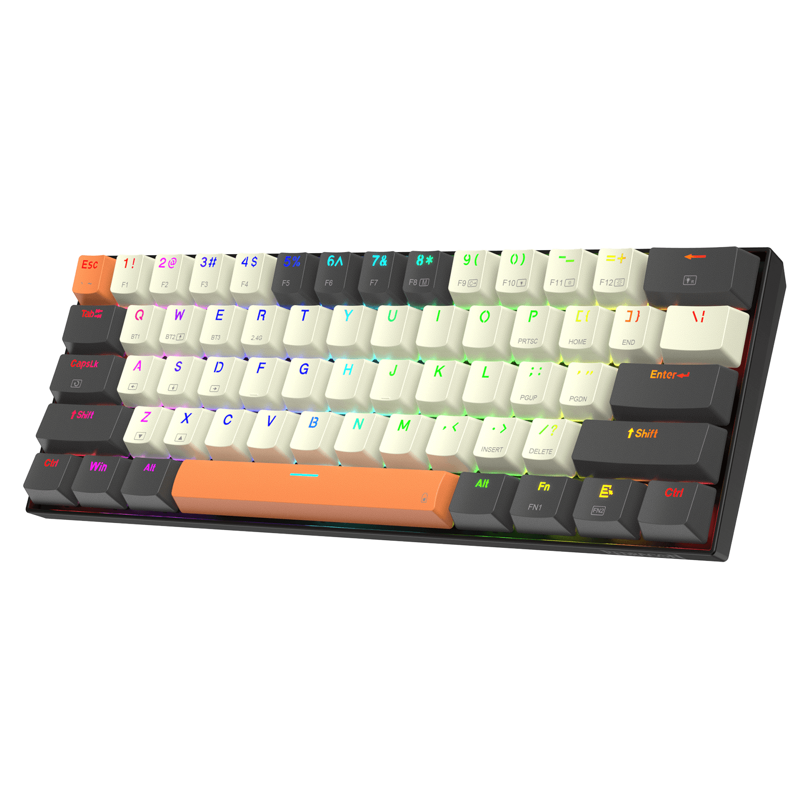 Redragon K644 SE 65% 3-Mode Wireless RGB Gaming Keyboard, 61 Keys Hot-Swappable Compact Mechanical Keyboard w/Upgrade Hot-Swap PCB Socket & Creative 1.2X Larger Size, Quiet Red Linear Switch