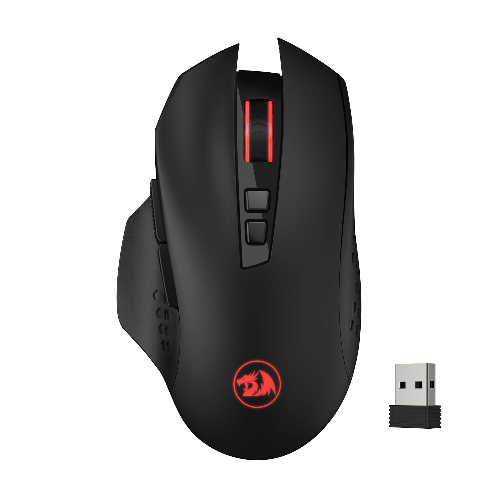 Redragon M656 Gainer Mouse Gaming Nirkabel, Mouse Gaming Nirkabel 2.4Ghz 4000 DPI dengan 5 Tingkat DPI, 7 Tombol Makro, Lampu Latar LED Merah & Didukung Perangkat Lunak/Driver Pro, untuk PC/Mac/Laptop
